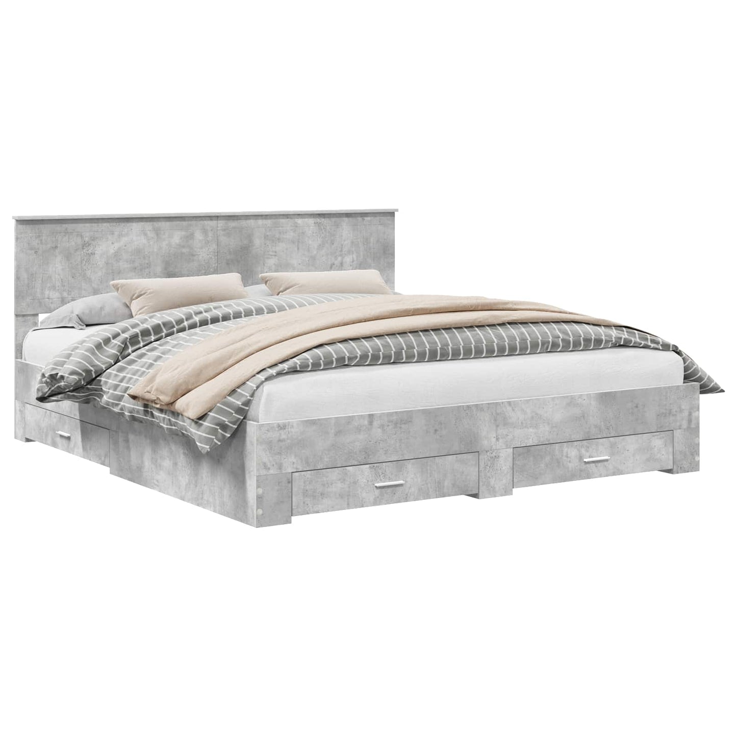 Bedframe met hoofdeinde Beton Grijs 180 x 200 cm Bewerkt hout is nu te koop bij PeponiXL, paradijselijk wonen!