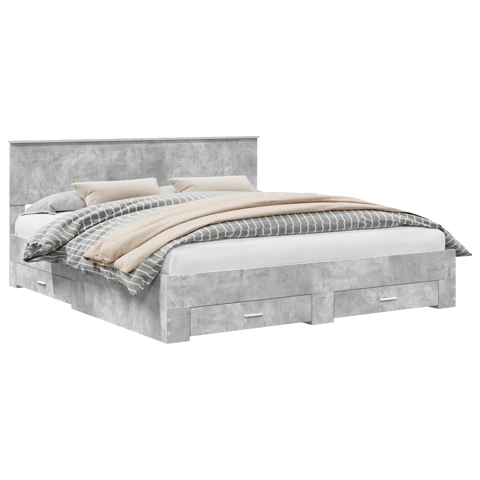 Bedframe met hoofdeinde Beton Grijs 180 x 200 cm Bewerkt hout is nu te koop bij PeponiXL, paradijselijk wonen!