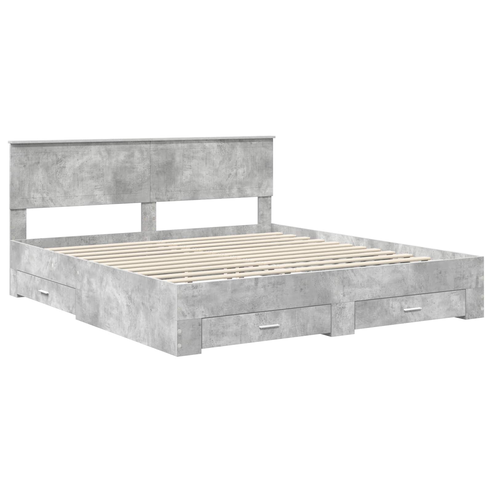 Bedframe met hoofdeinde Beton Grijs 180 x 200 cm Bewerkt hout is nu te koop bij PeponiXL, paradijselijk wonen!