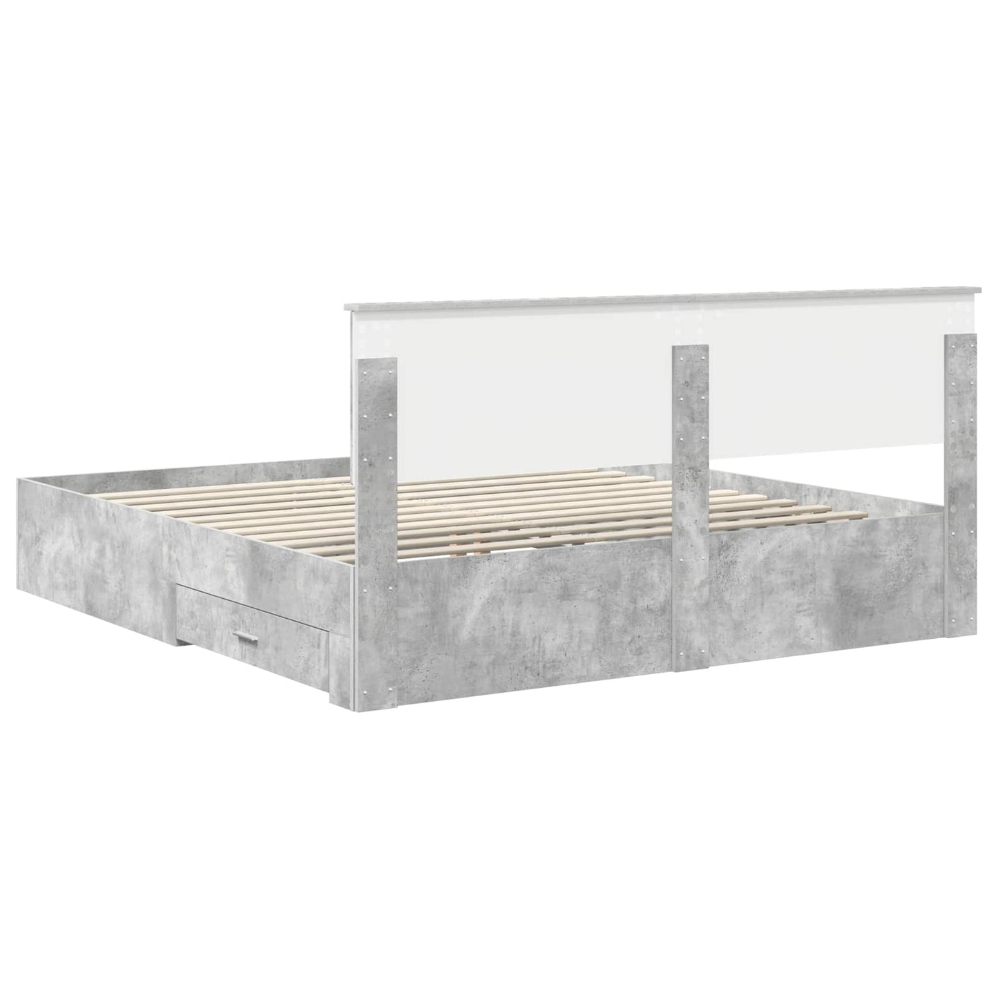 Bedframe met hoofdeinde Beton Grijs 180 x 200 cm Bewerkt hout is nu te koop bij PeponiXL, paradijselijk wonen!