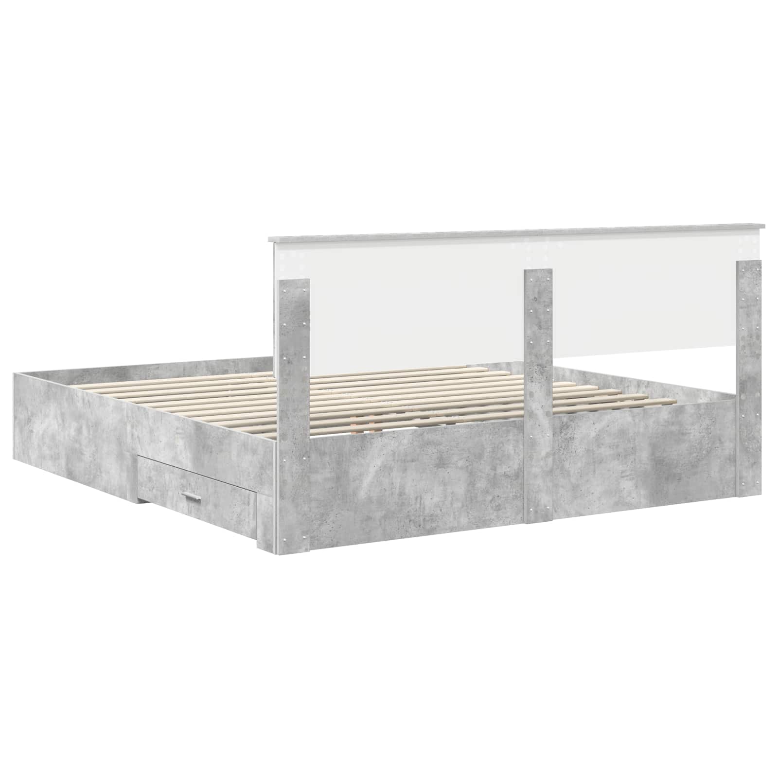 Bedframe met hoofdeinde Beton Grijs 180 x 200 cm Bewerkt hout is nu te koop bij PeponiXL, paradijselijk wonen!