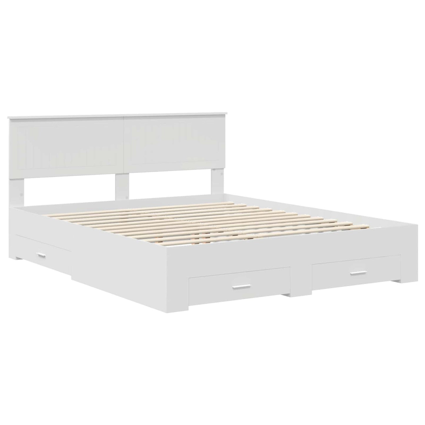 Bedframe met hoofdeinde met lade Wit 160 x 200 cm Bewerkt hout is nu te koop bij PeponiXL, paradijselijk wonen!