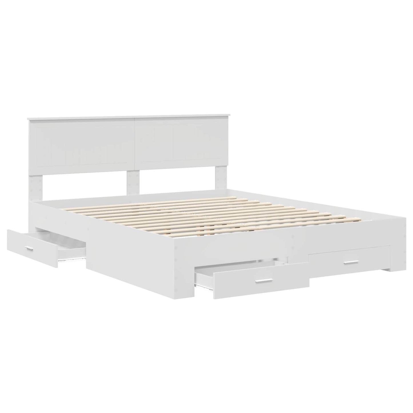 Bedframe met hoofdeinde met lade Wit 160 x 200 cm Bewerkt hout is nu te koop bij PeponiXL, paradijselijk wonen!