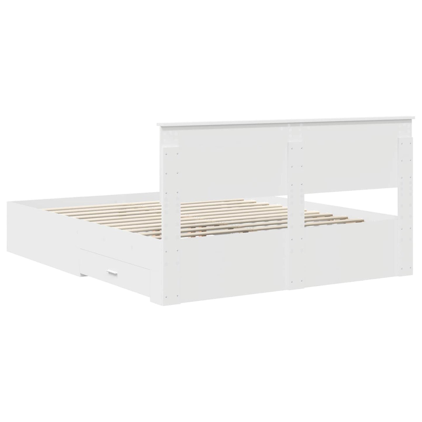 Bedframe met hoofdeinde met lade Wit 160 x 200 cm Bewerkt hout is nu te koop bij PeponiXL, paradijselijk wonen!