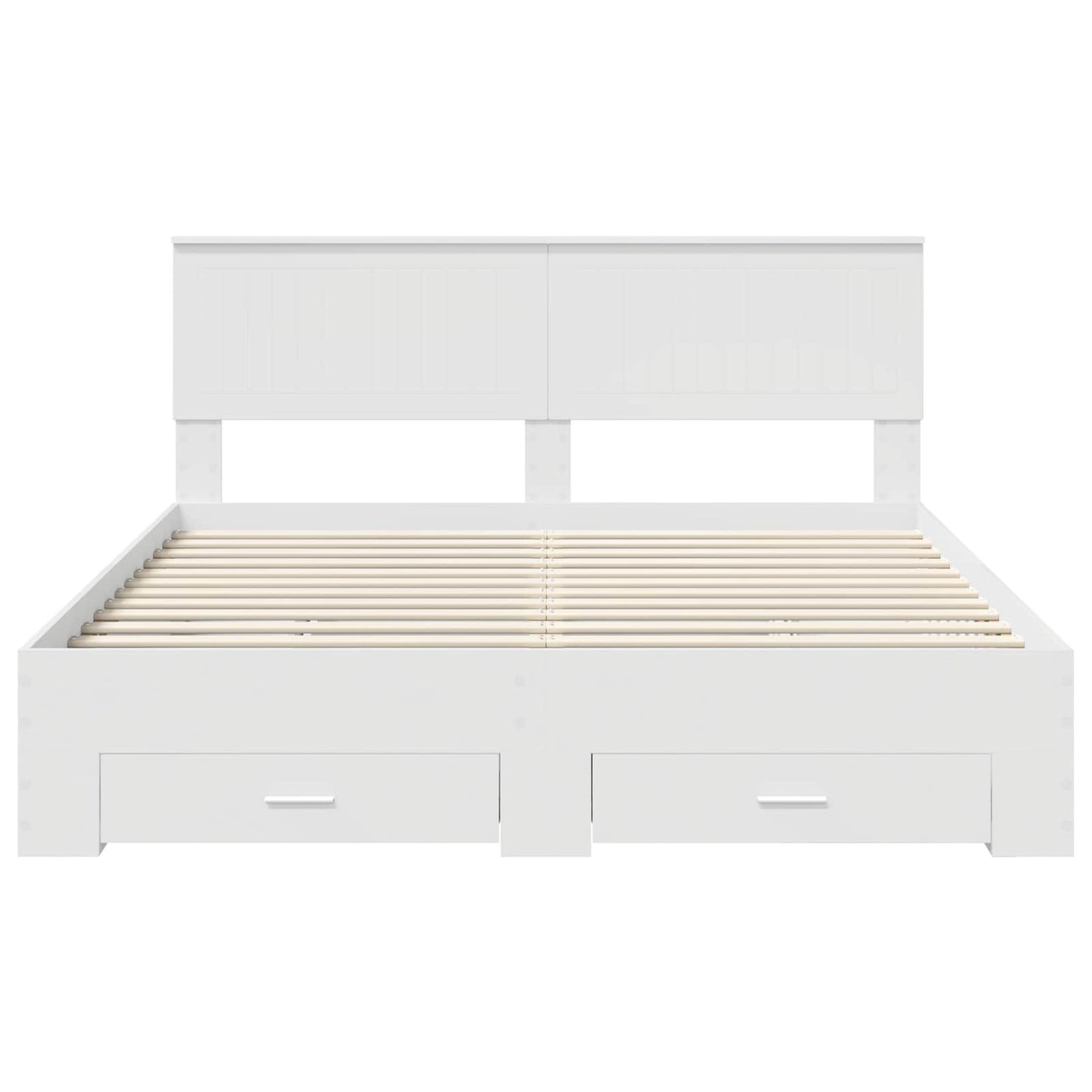 Bedframe met hoofdeinde met lade Wit 160 x 200 cm Bewerkt hout is nu te koop bij PeponiXL, paradijselijk wonen!