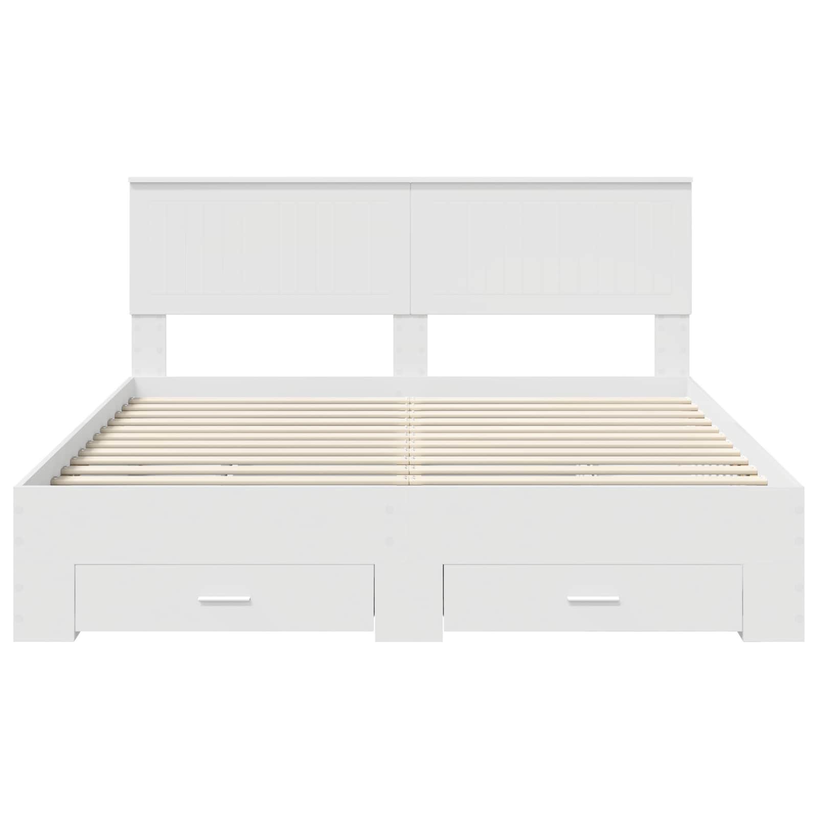 Bedframe met hoofdeinde met lade Wit 160 x 200 cm Bewerkt hout is nu te koop bij PeponiXL, paradijselijk wonen!