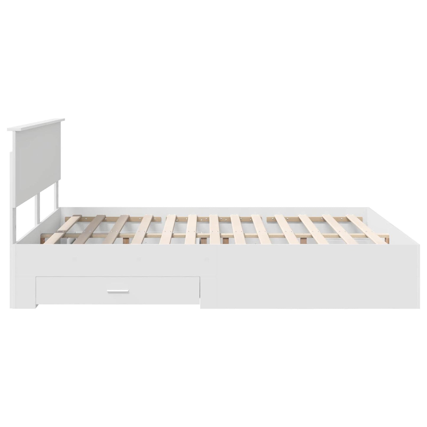 Bedframe met hoofdeinde met lade Wit 160 x 200 cm Bewerkt hout is nu te koop bij PeponiXL, paradijselijk wonen!