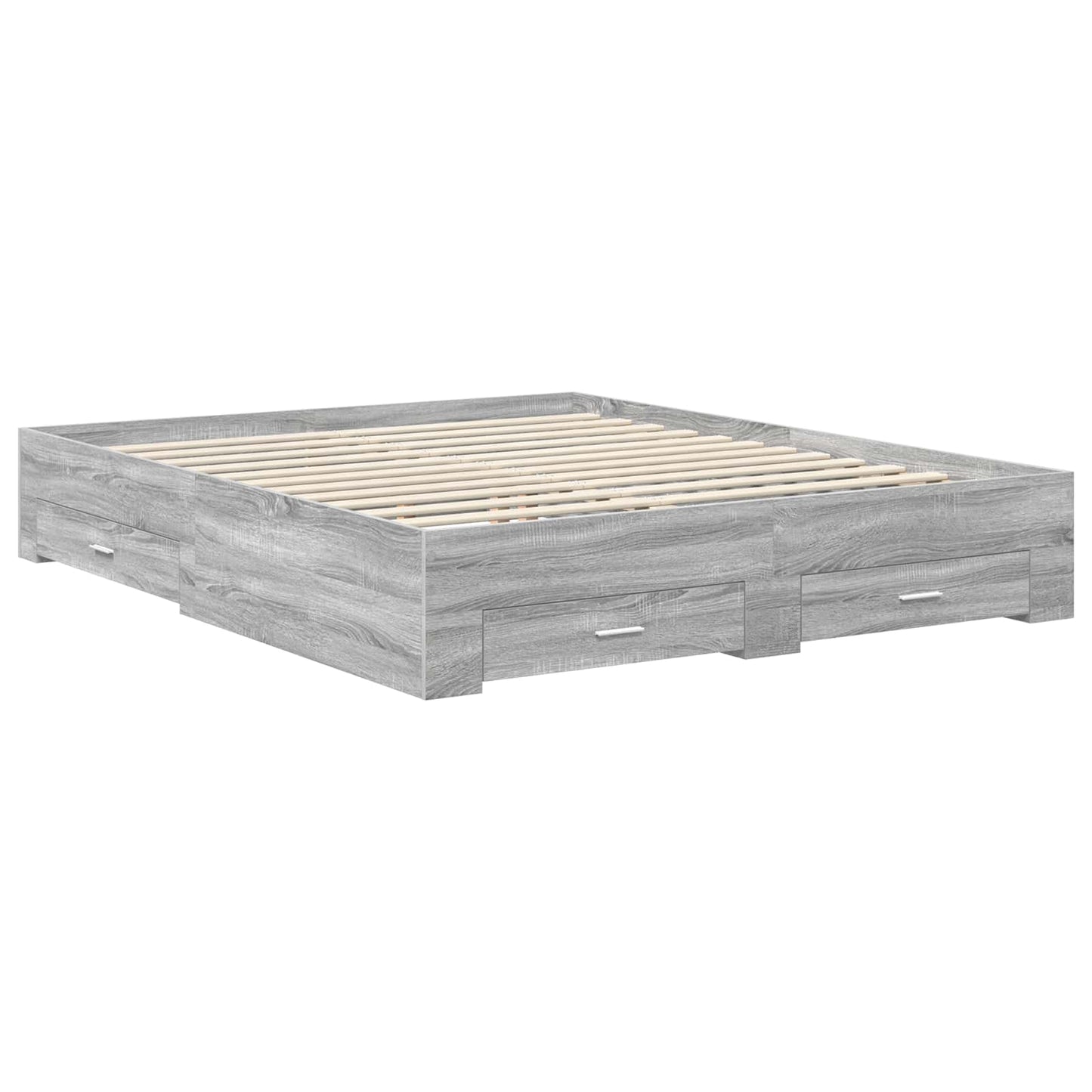 Bedframe met hoofdeinde Grijs Sonoma 160 x 200 cm Bewerkt hout is nu te koop bij PeponiXL, paradijselijk wonen!