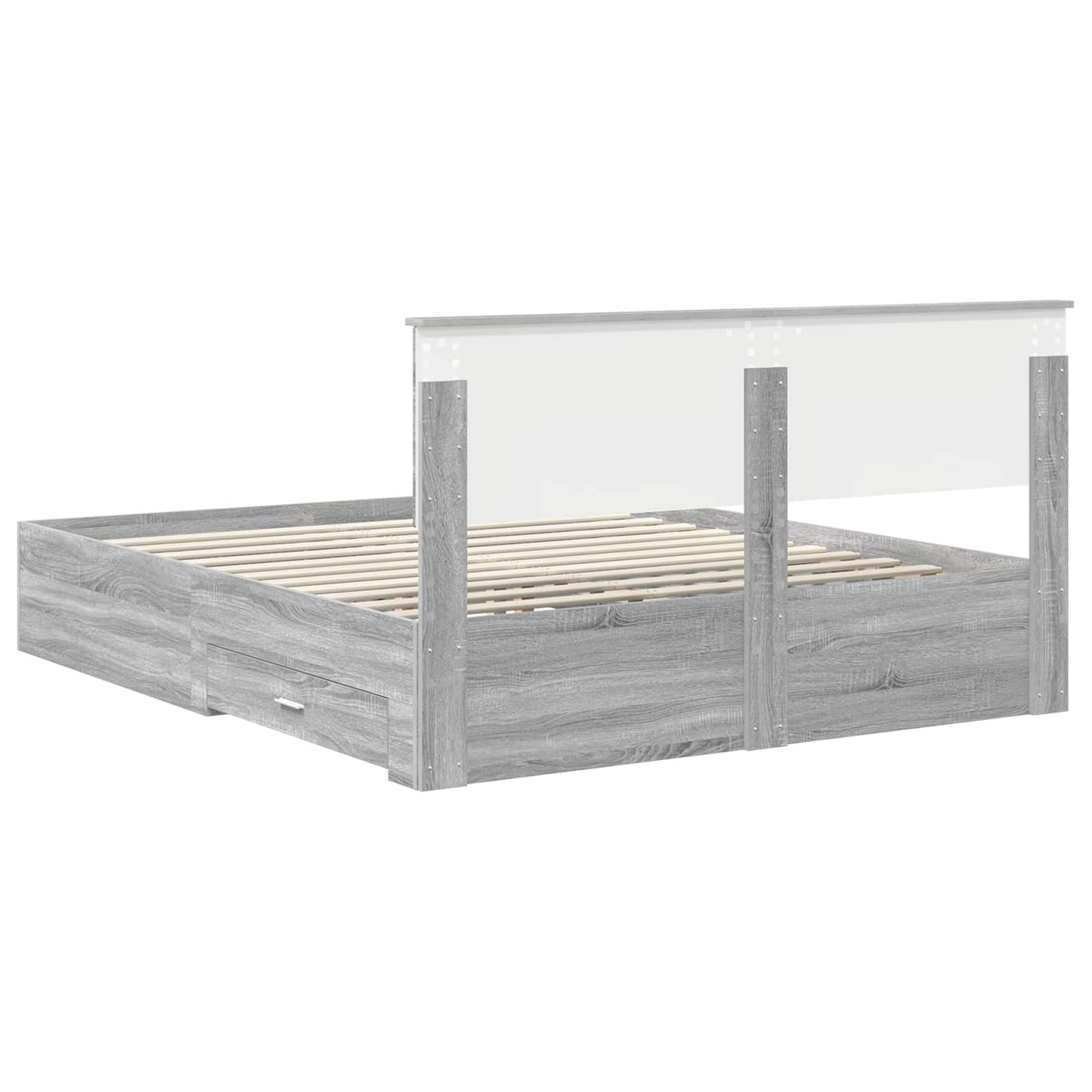 Bedframe met hoofdeinde Grijs Sonoma 160 x 200 cm Bewerkt hout is nu te koop bij PeponiXL, paradijselijk wonen!