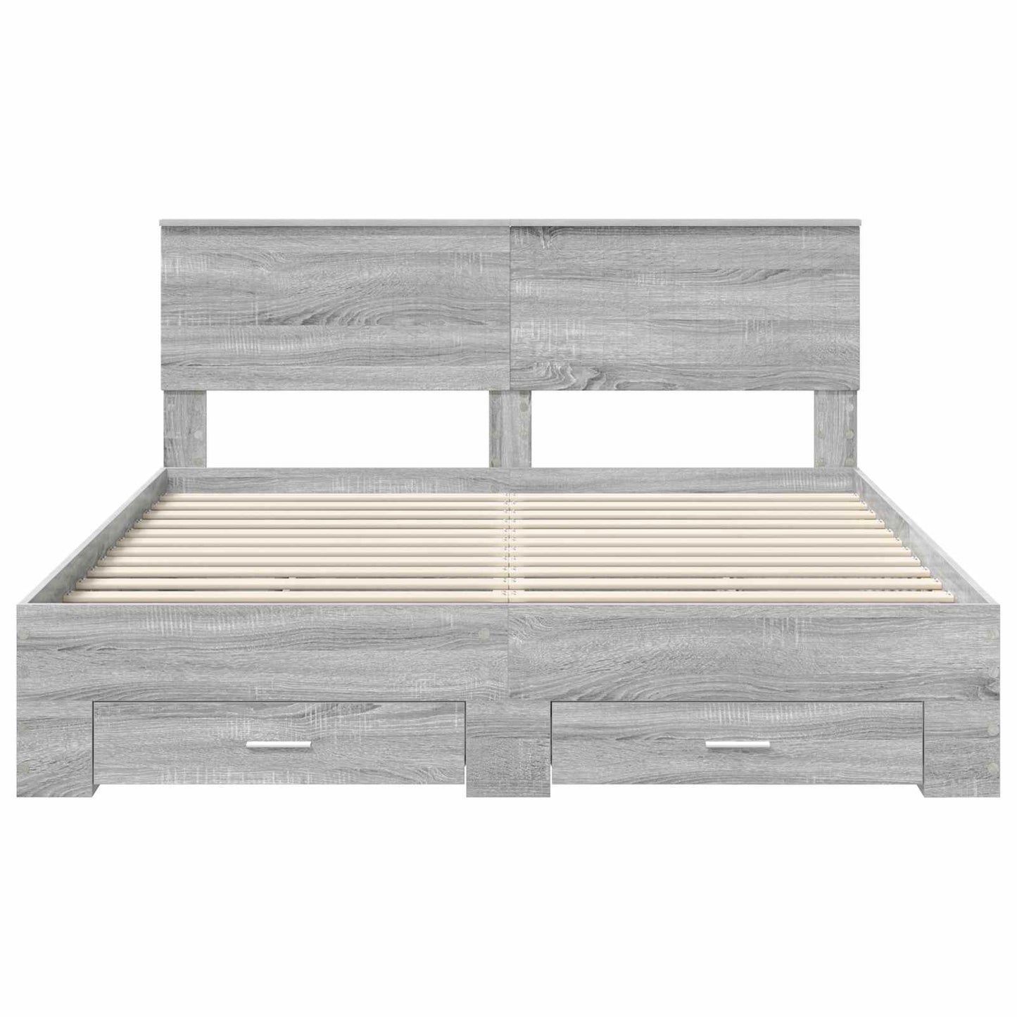 Bedframe met hoofdeinde Grijs Sonoma 160 x 200 cm Bewerkt hout is nu te koop bij PeponiXL, paradijselijk wonen!