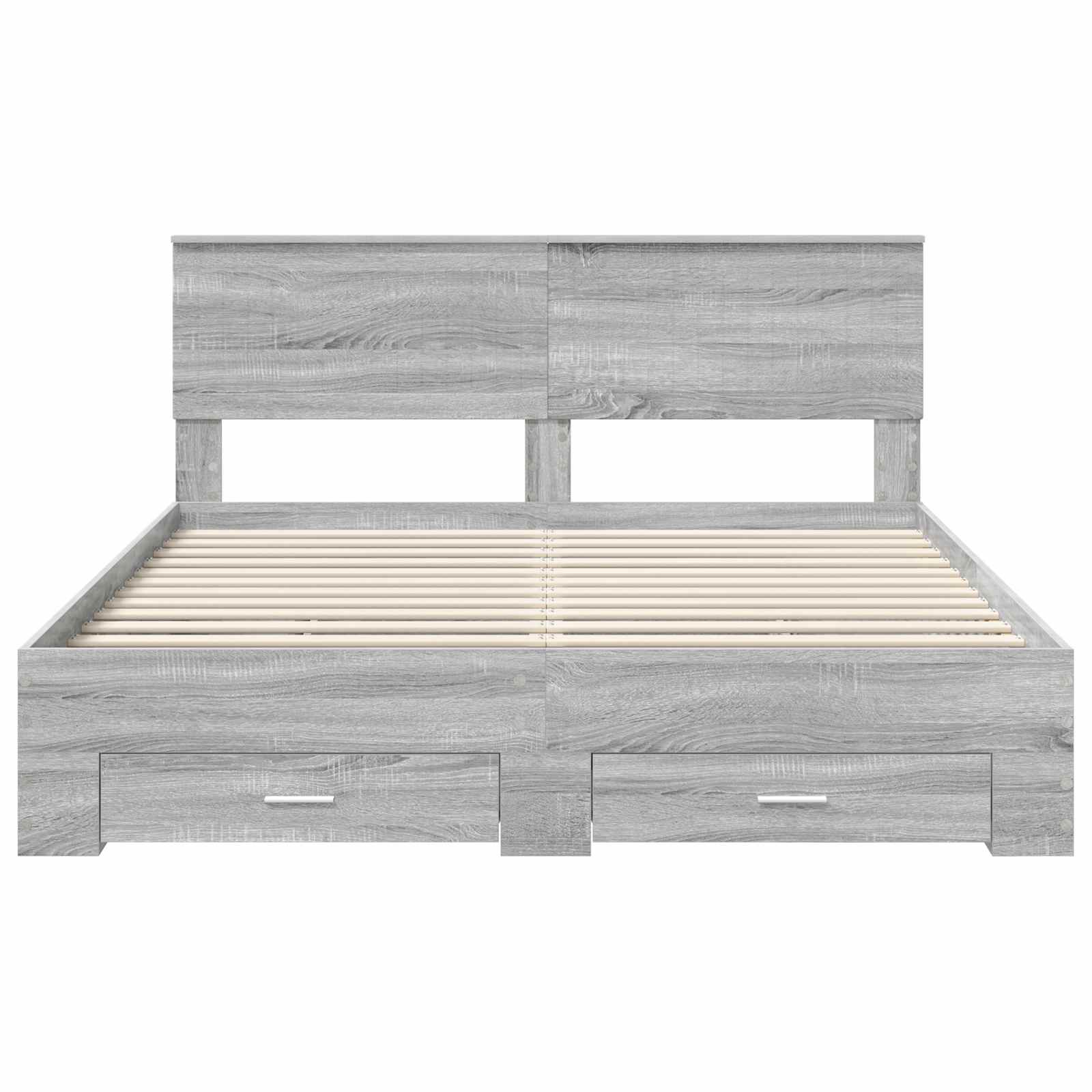 Bedframe met hoofdeinde Grijs Sonoma 160 x 200 cm Bewerkt hout is nu te koop bij PeponiXL, paradijselijk wonen!