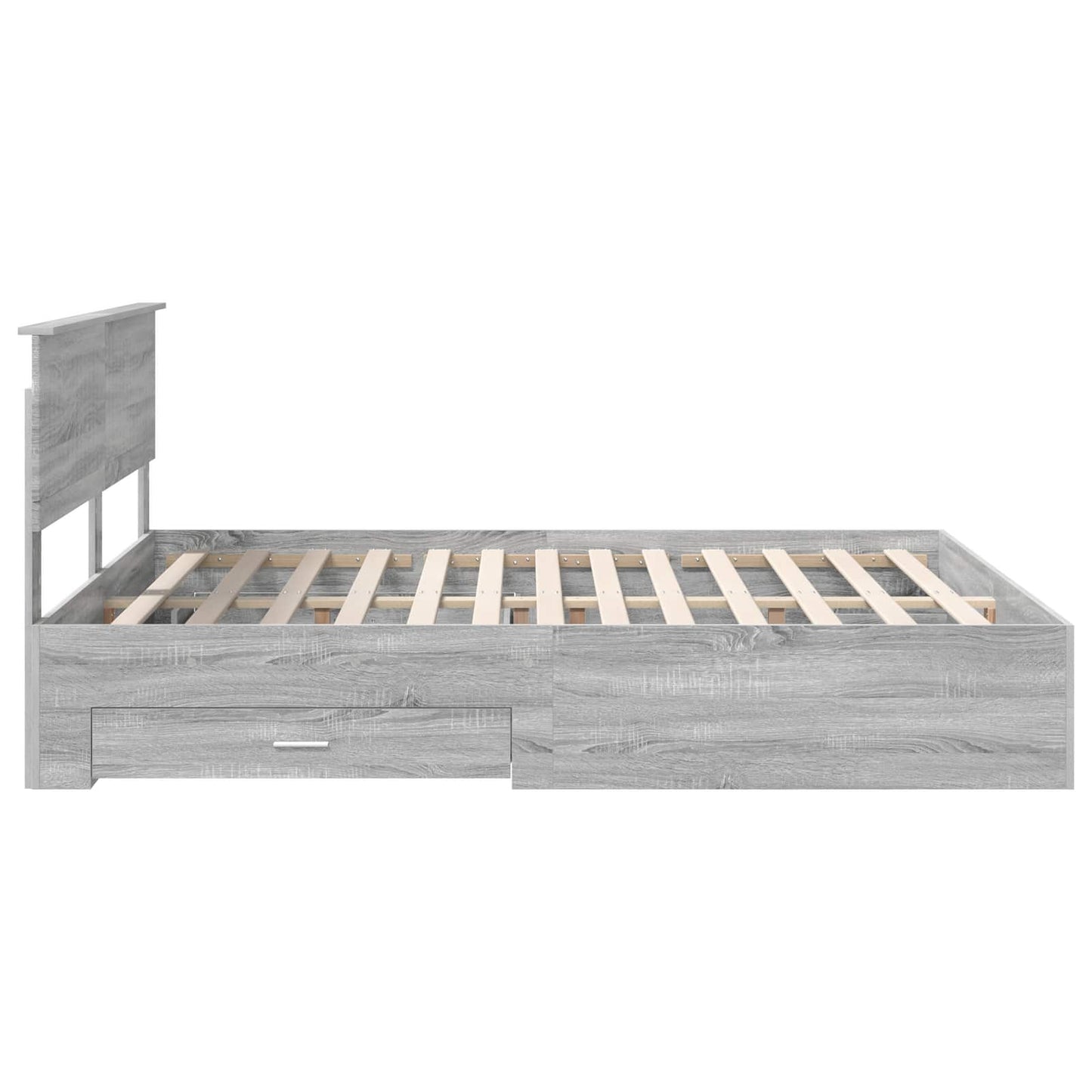 Bedframe met hoofdeinde Grijs Sonoma 160 x 200 cm Bewerkt hout is nu te koop bij PeponiXL, paradijselijk wonen!