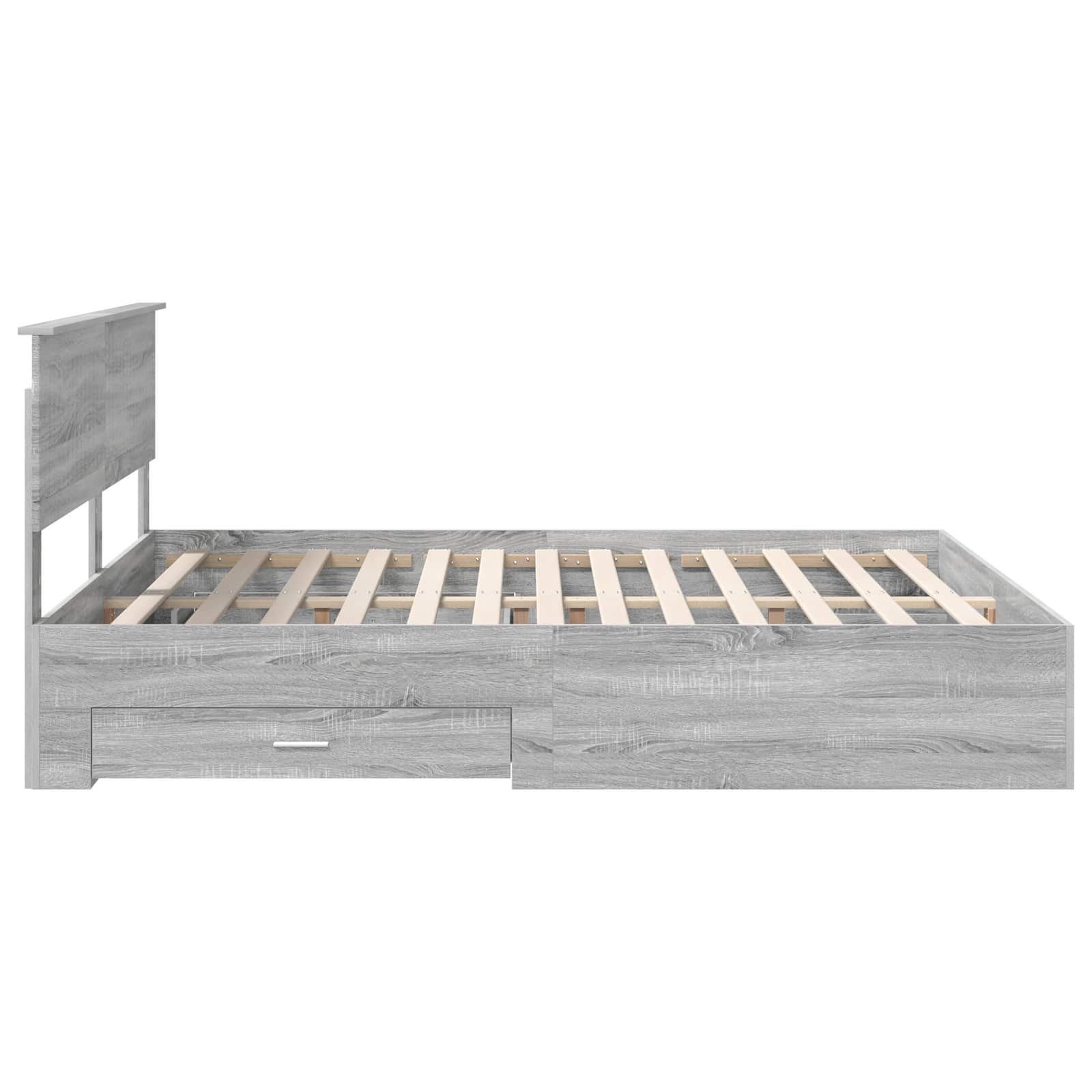 Bedframe met hoofdeinde Grijs Sonoma 160 x 200 cm Bewerkt hout is nu te koop bij PeponiXL, paradijselijk wonen!