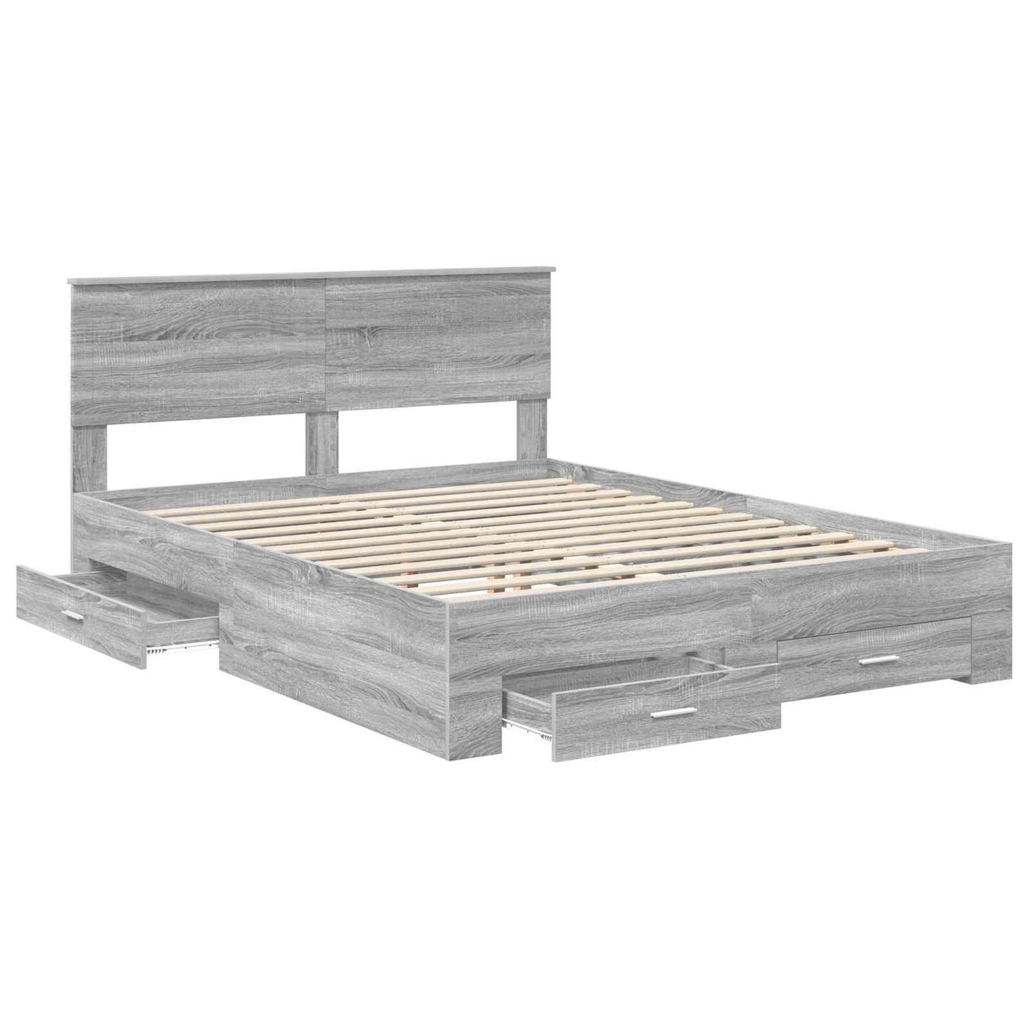 Bedframe met lade Grijs Sonoma 150 x 200 cm Bewerkt hout