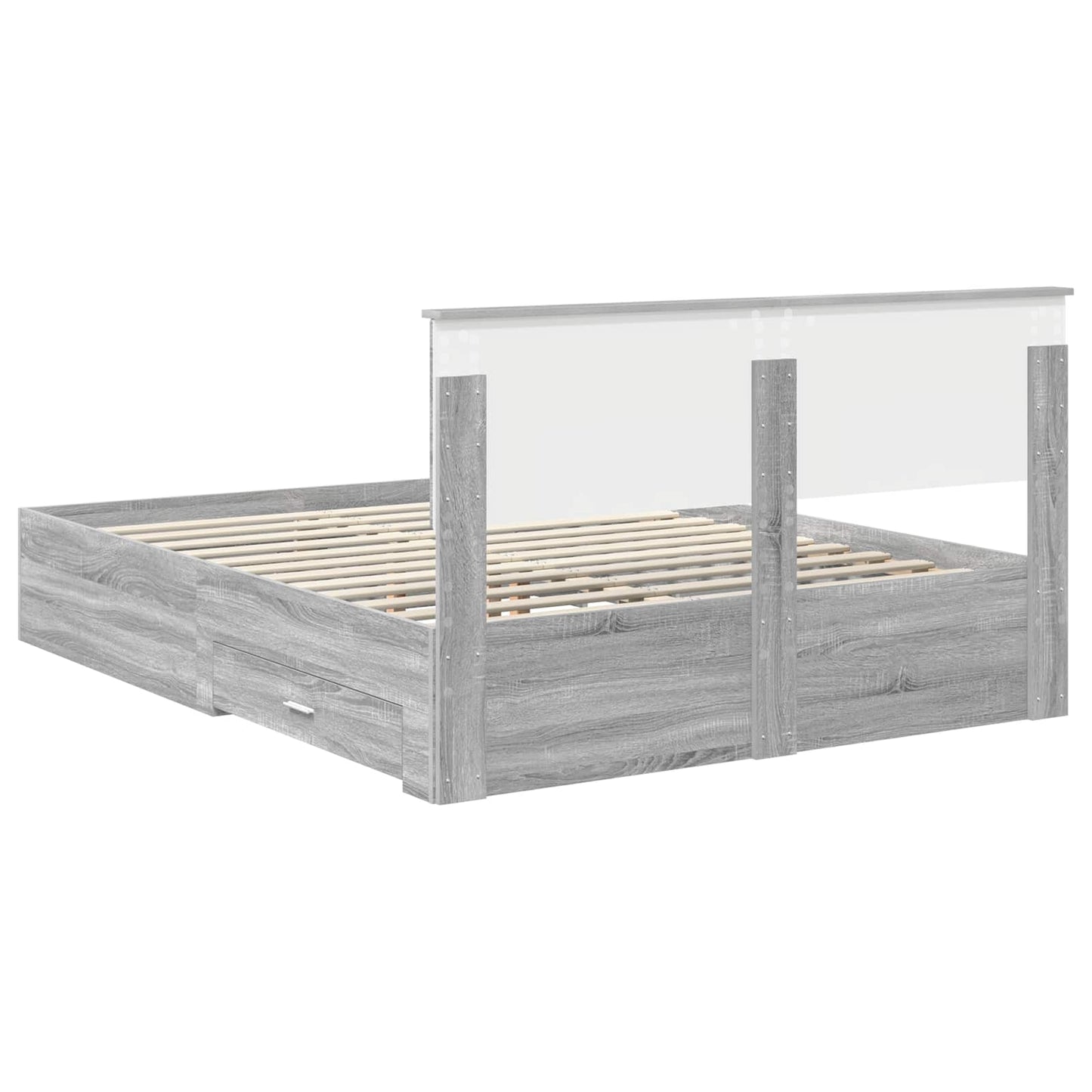 Bedframe met lade Grijs Sonoma 150 x 200 cm Bewerkt hout