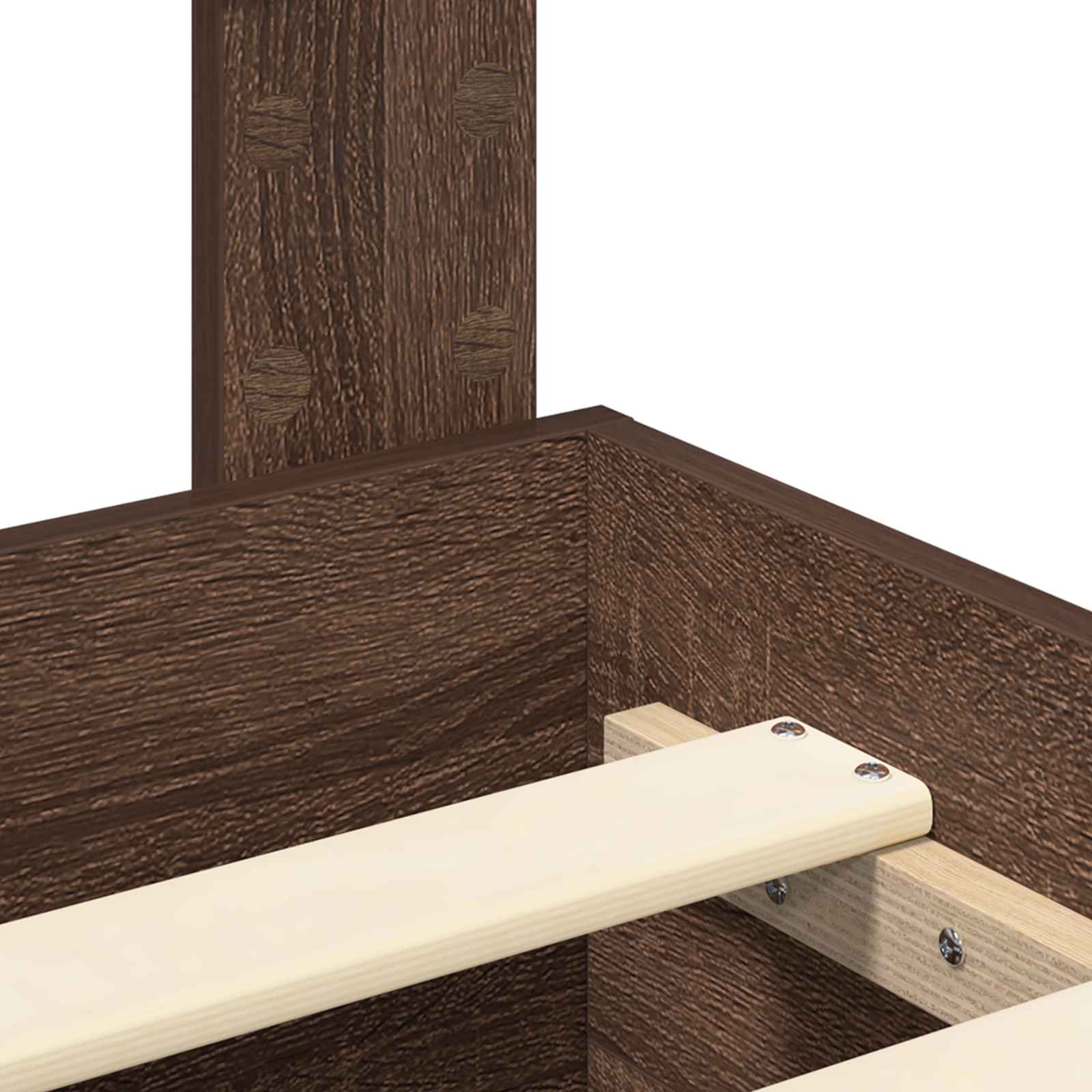 Bedframe Bruin Eiken en Zilver 150 x 200 cm Bewerkt hout is nu te koop bij PeponiXL, paradijselijk wonen!
