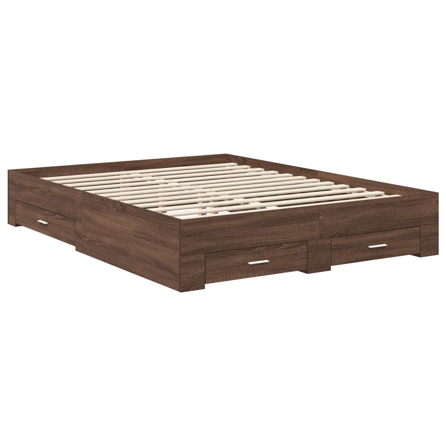 Bedframe Bruin Eiken en Zilver 150 x 200 cm Bewerkt hout is nu te koop bij PeponiXL, paradijselijk wonen!