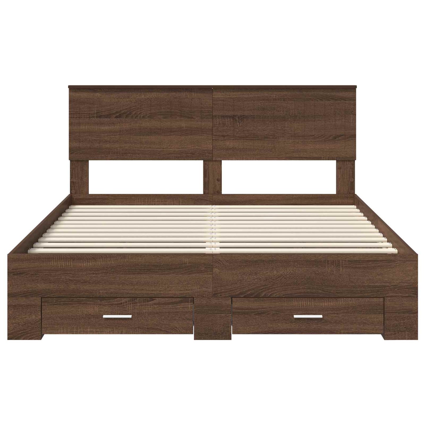 Bedframe Bruin Eiken en Zilver 150 x 200 cm Bewerkt hout is nu te koop bij PeponiXL, paradijselijk wonen!
