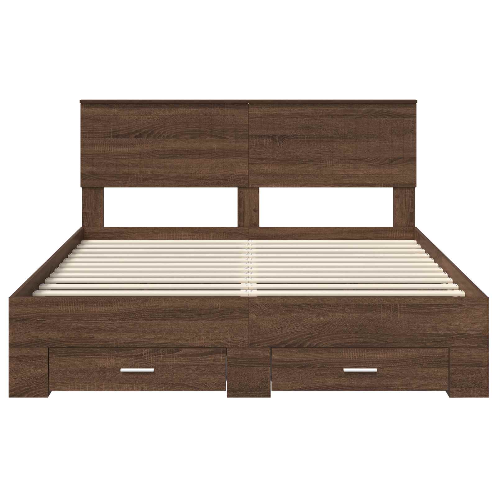 Bedframe Bruin Eiken en Zilver 150 x 200 cm Bewerkt hout is nu te koop bij PeponiXL, paradijselijk wonen!