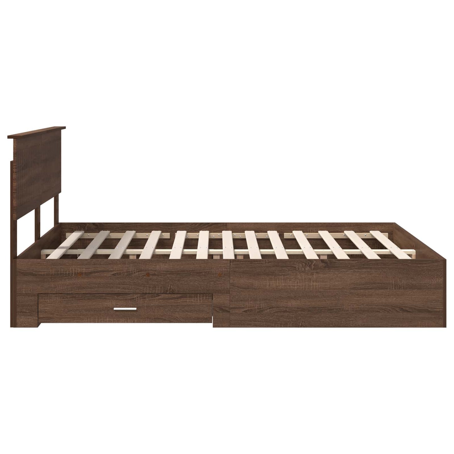 Bedframe Bruin Eiken en Zilver 150 x 200 cm Bewerkt hout is nu te koop bij PeponiXL, paradijselijk wonen!