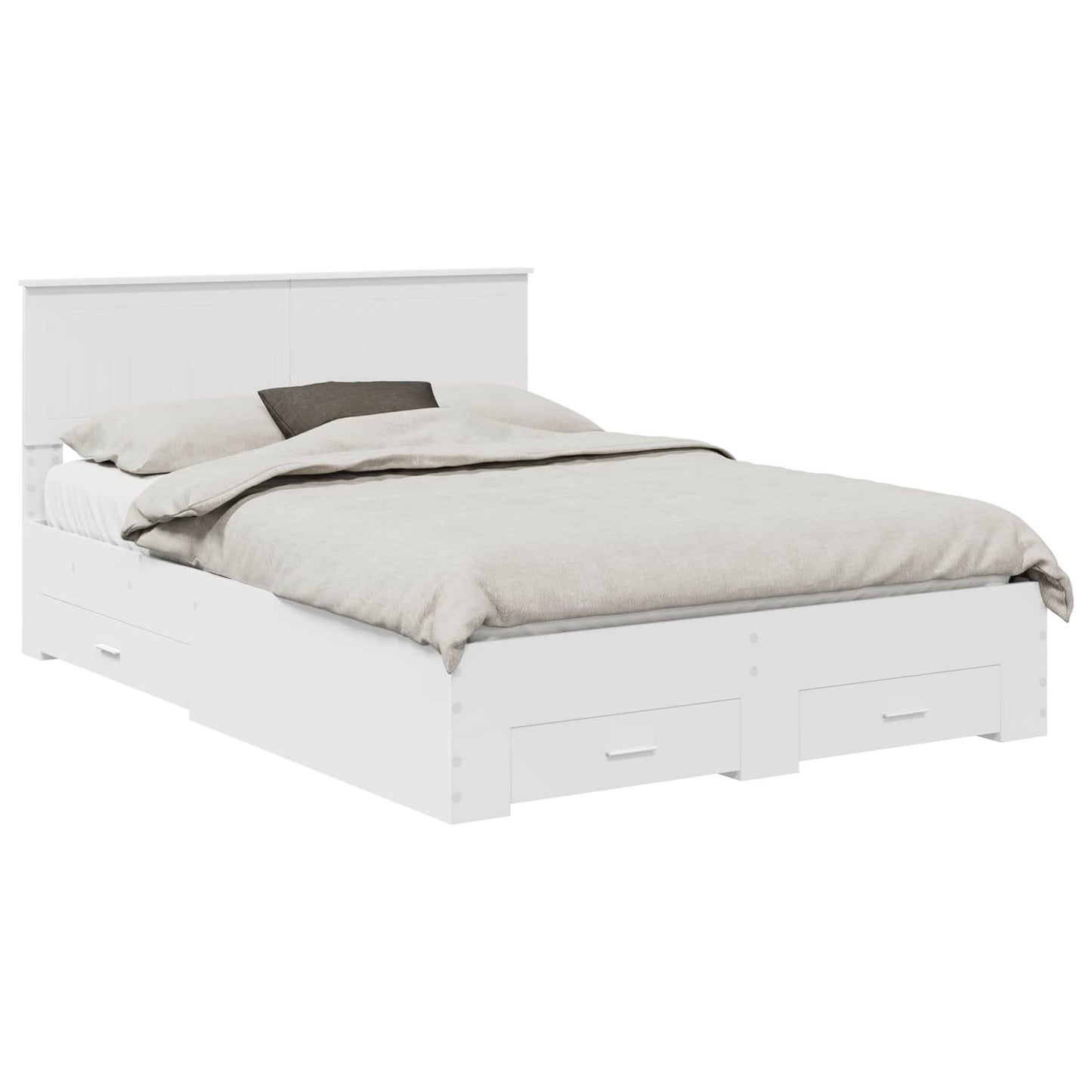 Bedframe met hoofdeinde met lade Wit 140 x 200 cm Bewerkt hout is nu te koop bij PeponiXL, paradijselijk wonen!