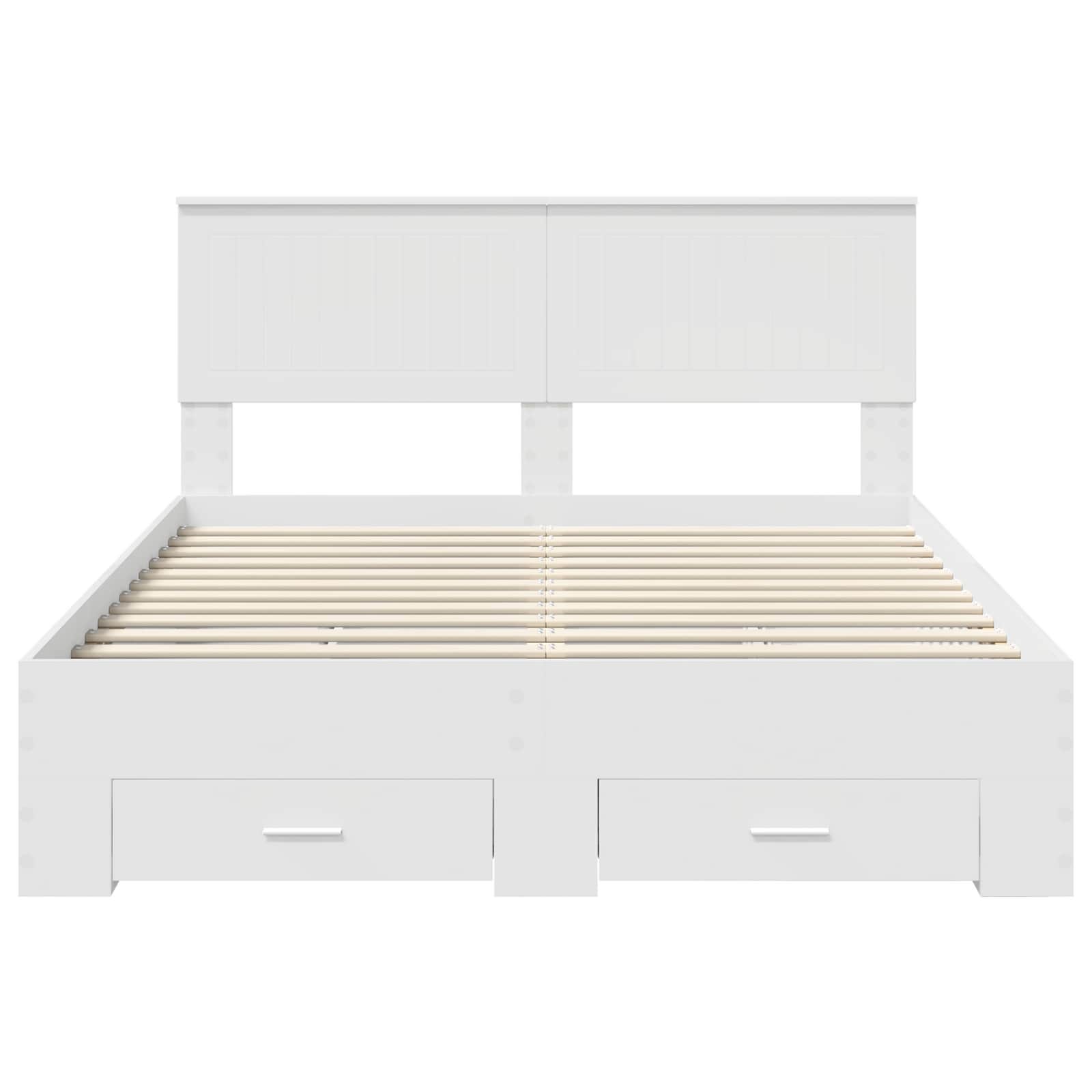 Bedframe met hoofdeinde met lade Wit 140 x 200 cm Bewerkt hout is nu te koop bij PeponiXL, paradijselijk wonen!