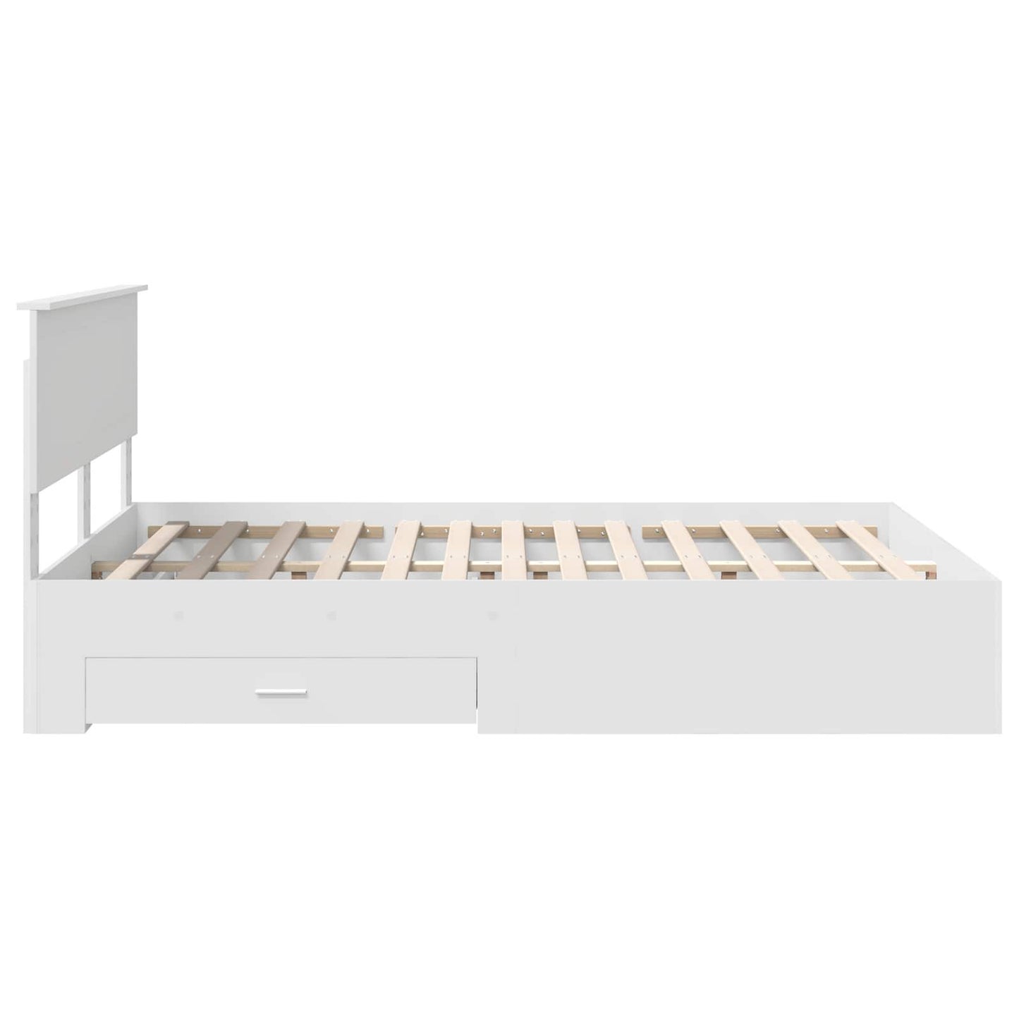 Bedframe met hoofdeinde met lade Wit 140 x 200 cm Bewerkt hout is nu te koop bij PeponiXL, paradijselijk wonen!