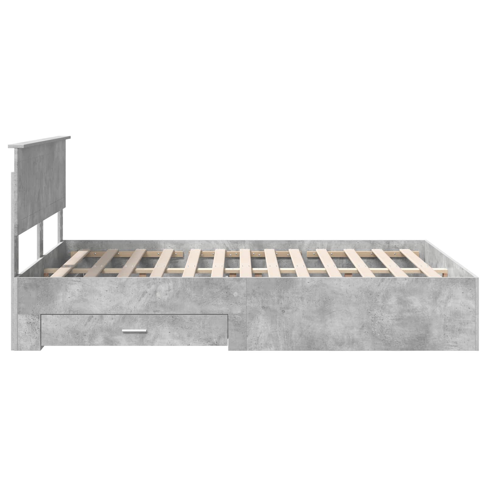 Bedframe met hoofdeinde Beton Grijs 140 x 200 cm Bewerkt hout is nu te koop bij PeponiXL, paradijselijk wonen!