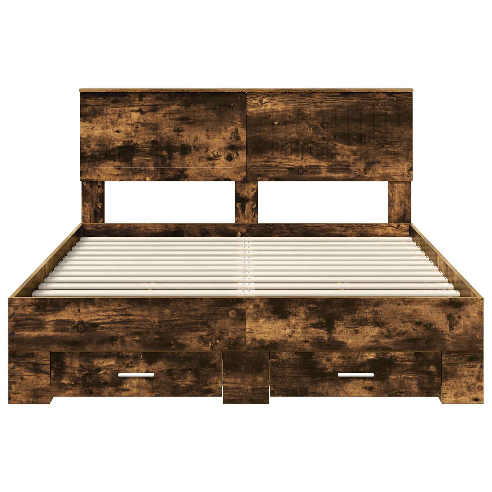 Bedframe met hoofdeinde Gerookt eiken 140 x 200 cm Bewerkt hout is nu te koop bij PeponiXL, paradijselijk wonen!