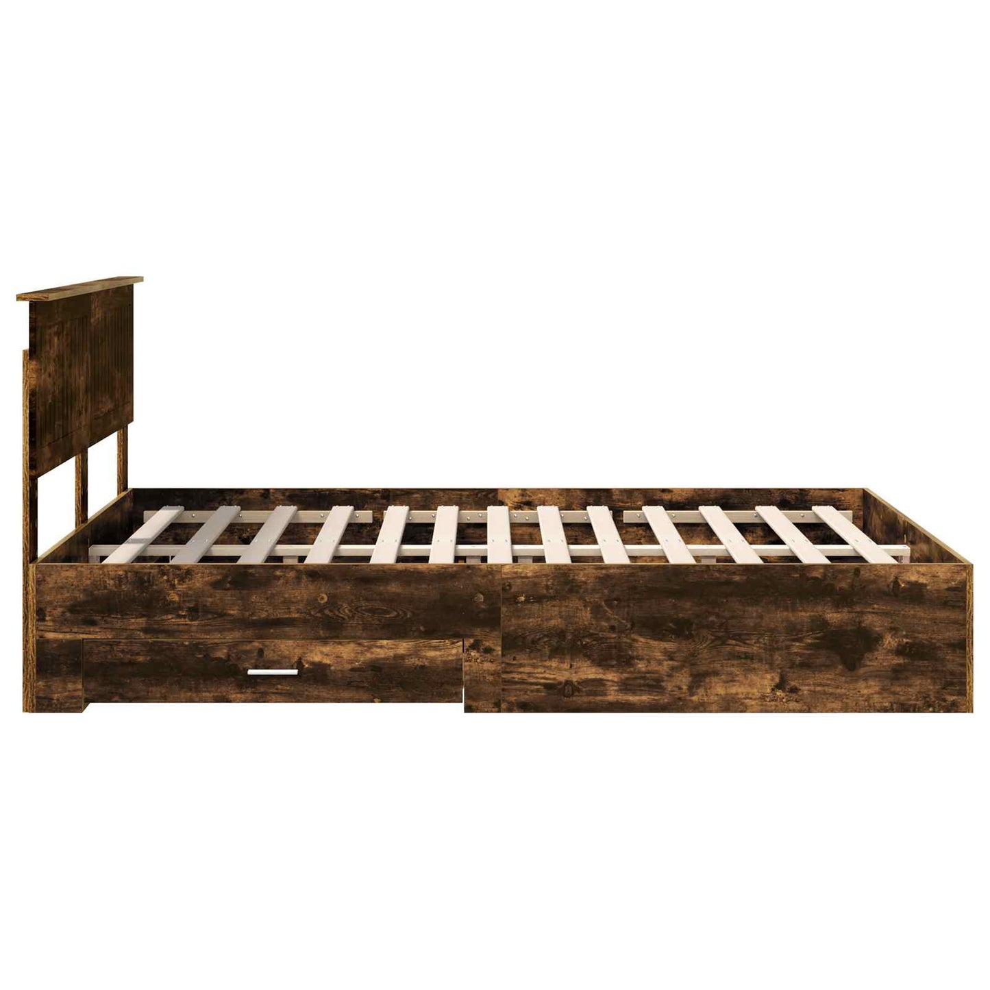 Bedframe met hoofdeinde Gerookt eiken 140 x 200 cm Bewerkt hout is nu te koop bij PeponiXL, paradijselijk wonen!