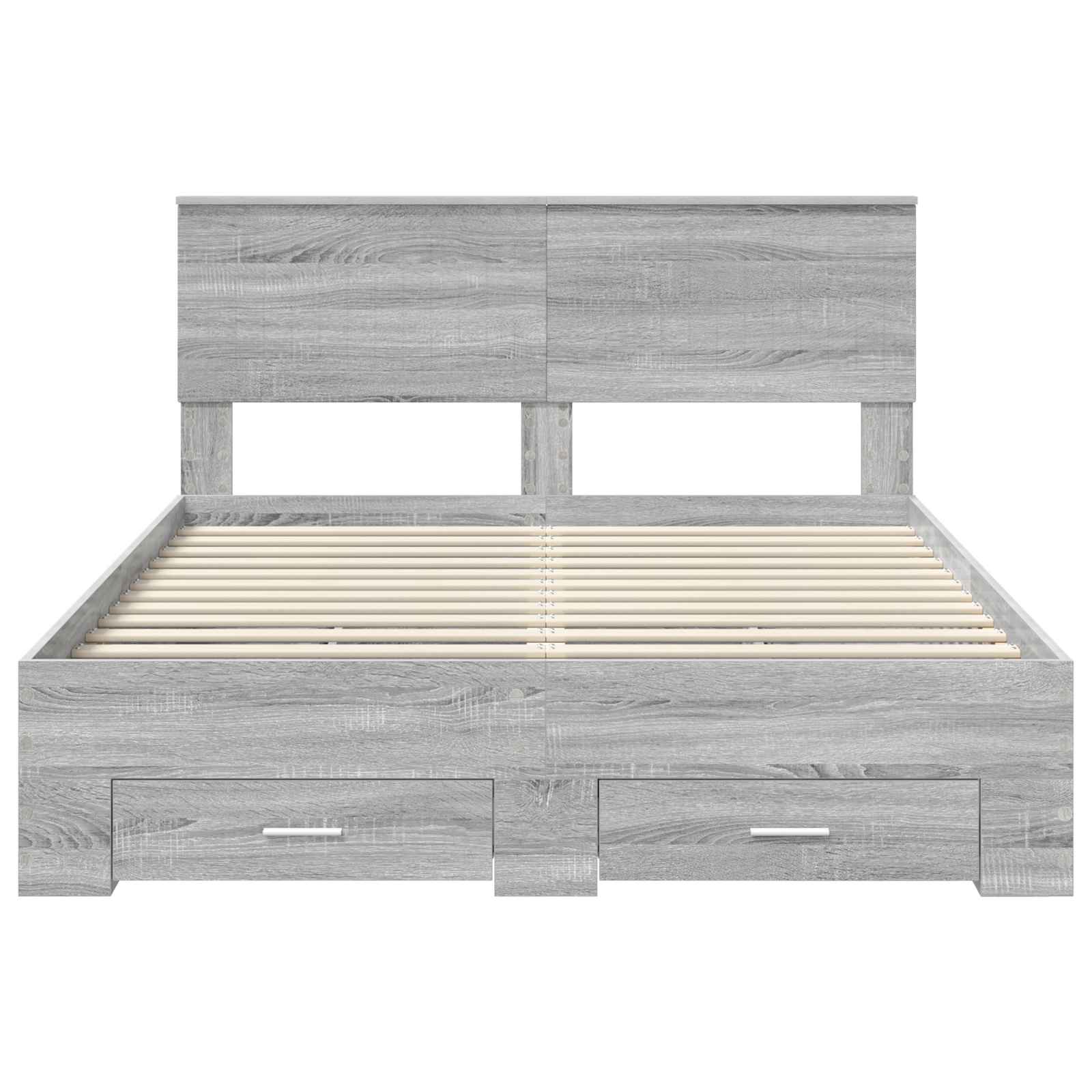 Bedframe met hoofdeinde Grijs Sonoma 140 x 200 cm Bewerkt hout is nu te koop bij PeponiXL, paradijselijk wonen!