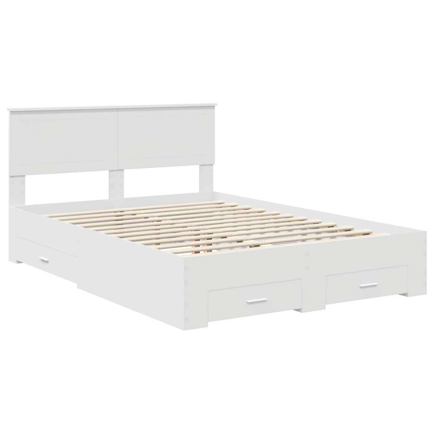 Bedframe met hoofdeinde met lade Wit 140 x 190 cm Bewerkt hout is nu te koop bij PeponiXL, paradijselijk wonen!