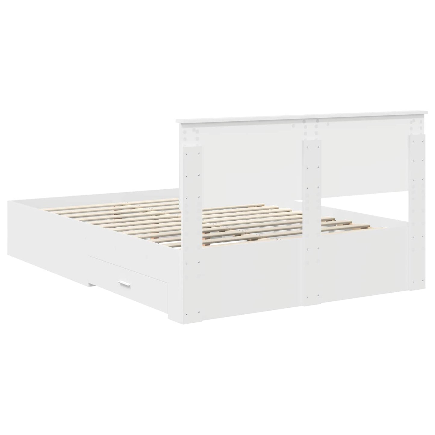 Bedframe met hoofdeinde met lade Wit 140 x 190 cm Bewerkt hout is nu te koop bij PeponiXL, paradijselijk wonen!