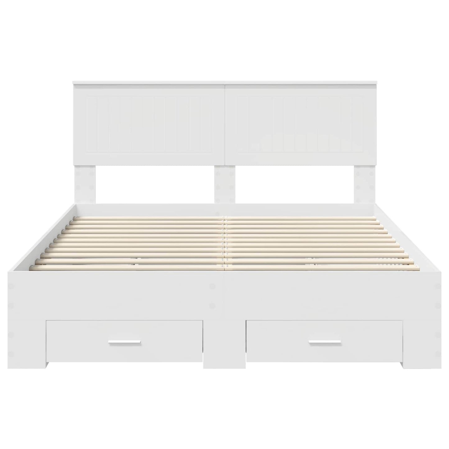 Bedframe met hoofdeinde met lade Wit 140 x 190 cm Bewerkt hout is nu te koop bij PeponiXL, paradijselijk wonen!
