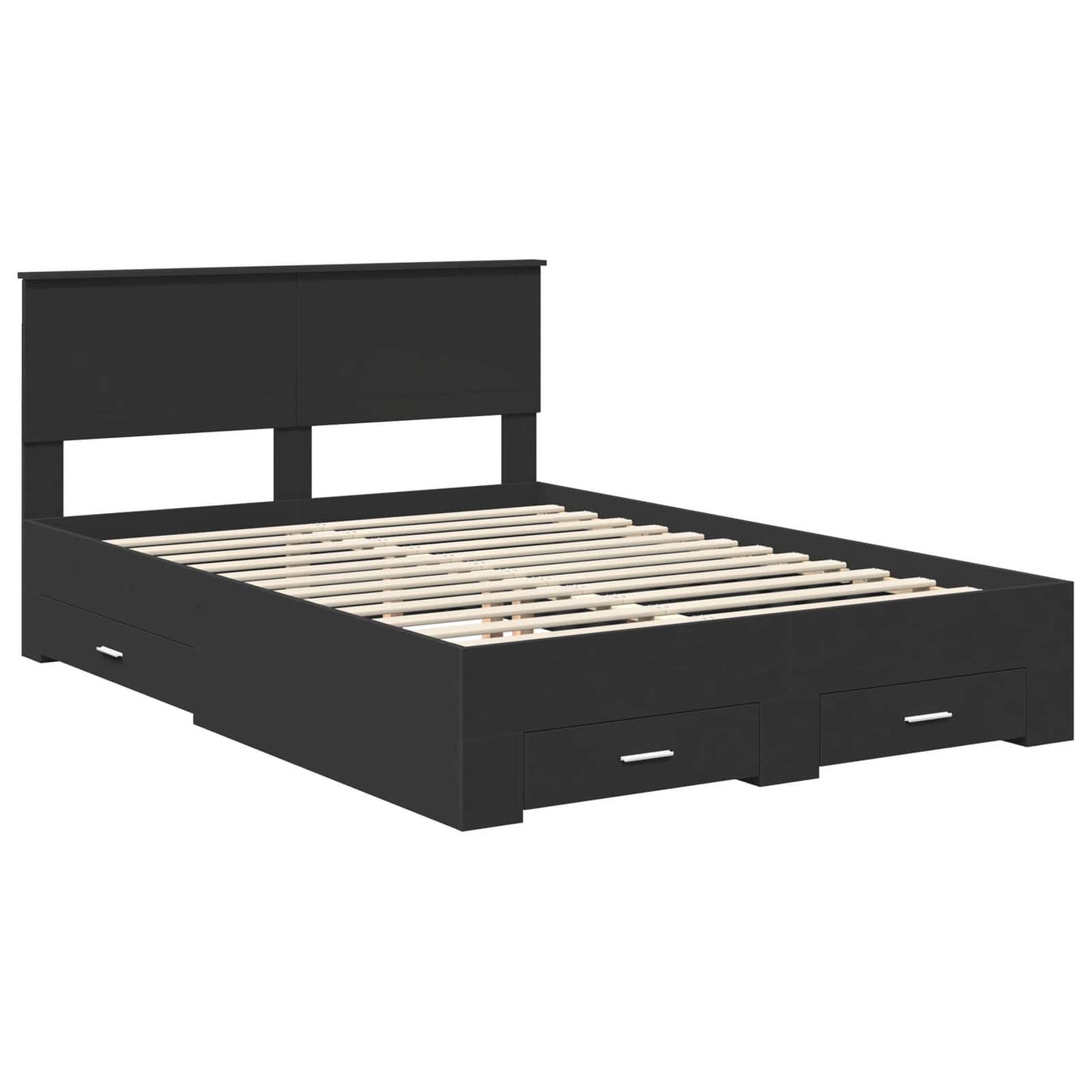 Bedframe met hoofdeinde Zwart 140 x 190 cm Bewerkt hout is nu te koop bij PeponiXL, paradijselijk wonen!