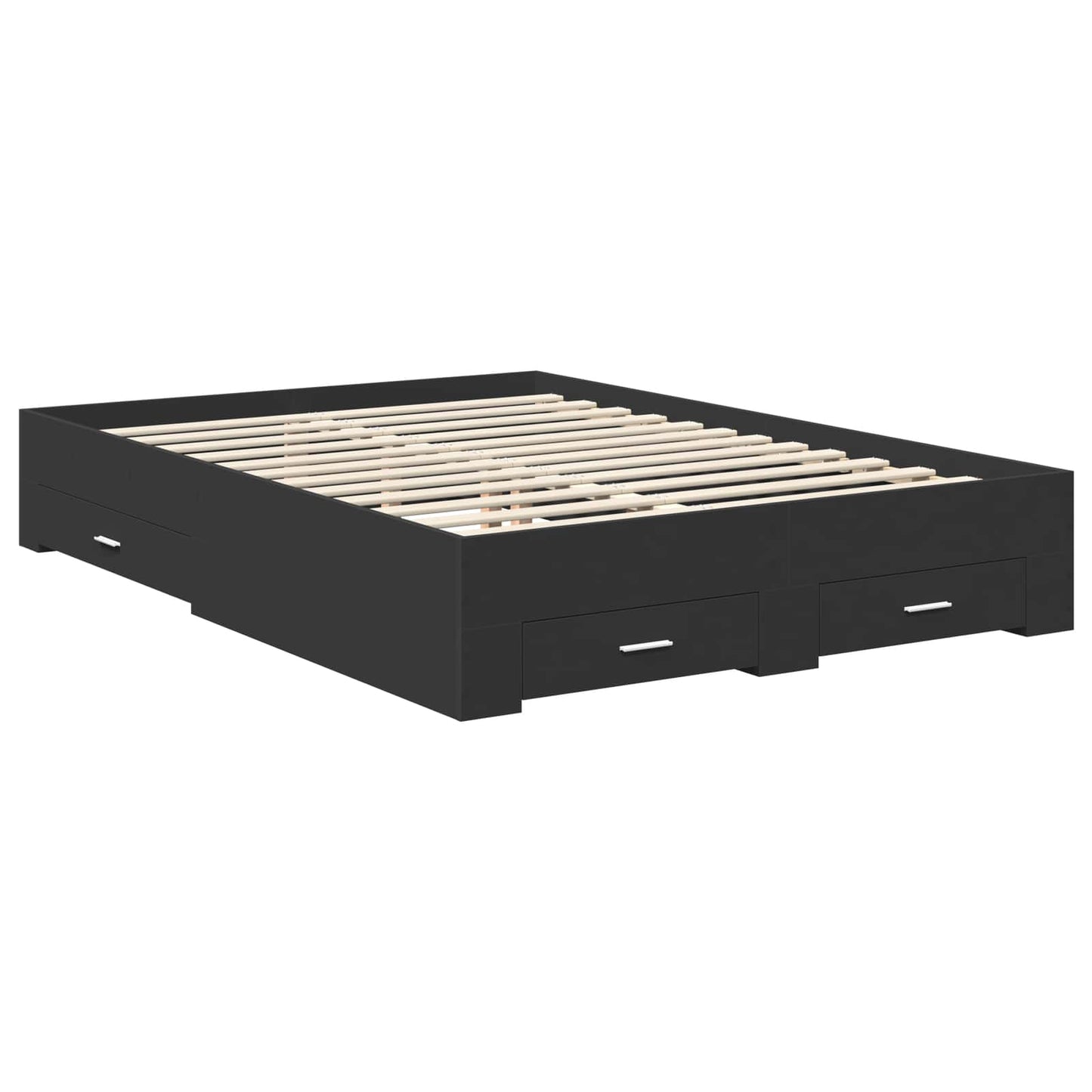 Bedframe met hoofdeinde Zwart 140 x 190 cm Bewerkt hout is nu te koop bij PeponiXL, paradijselijk wonen!