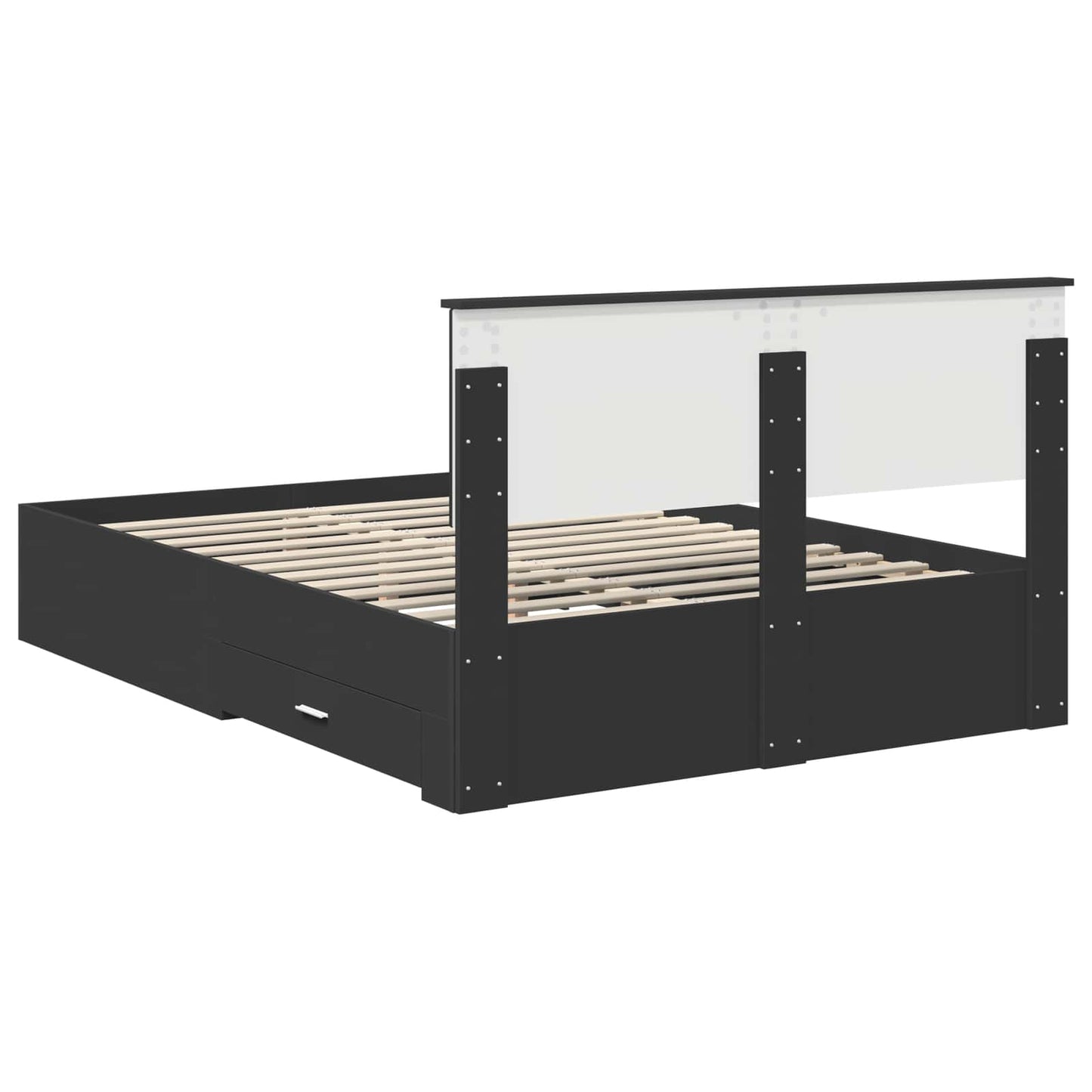 Bedframe met hoofdeinde Zwart 140 x 190 cm Bewerkt hout is nu te koop bij PeponiXL, paradijselijk wonen!