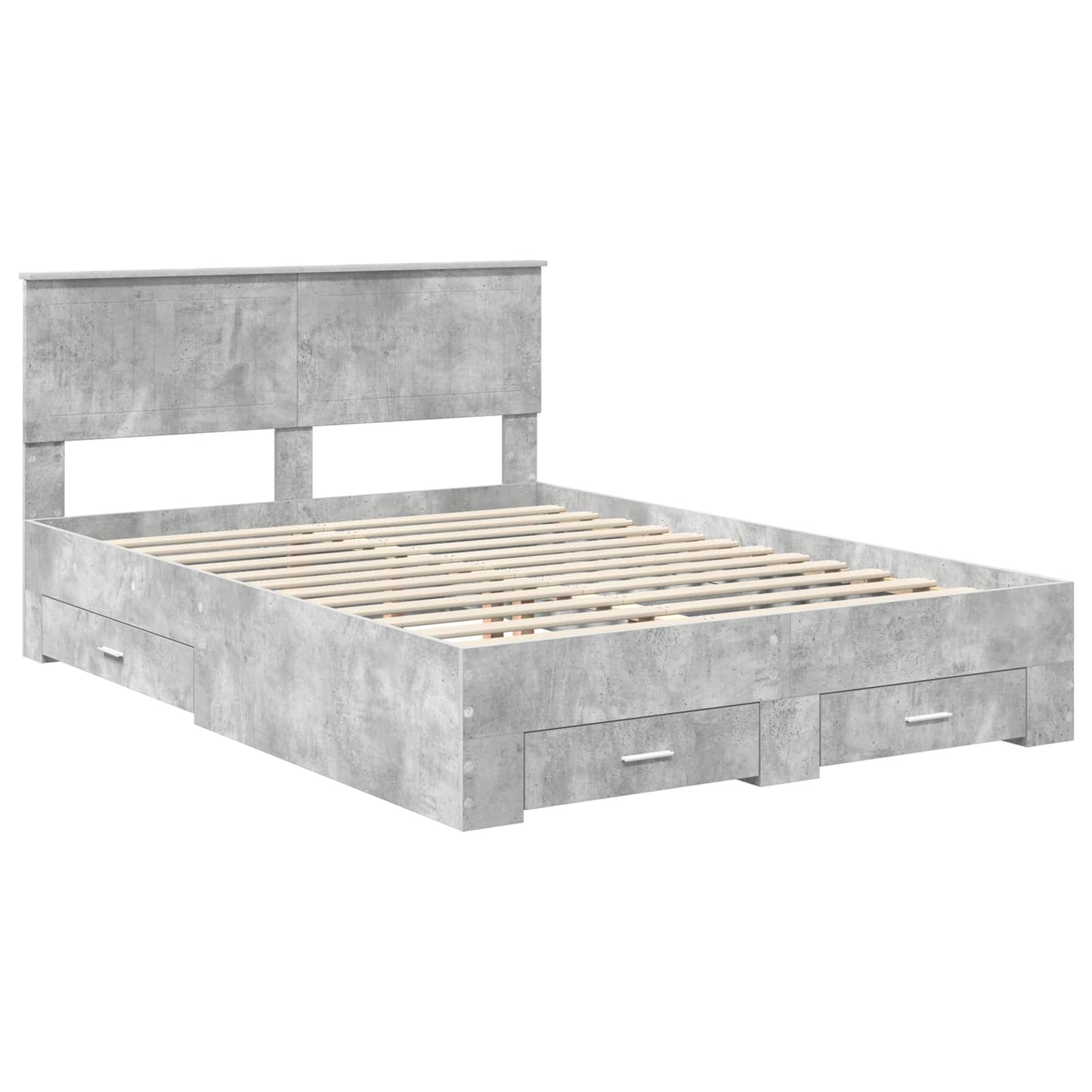 Bedframe met hoofdeinde Beton Grijs 140 x 190 cm Bewerkt hout is nu te koop bij PeponiXL, paradijselijk wonen!