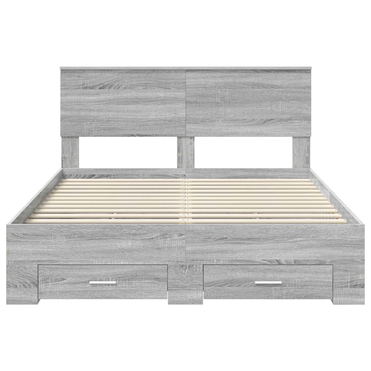Bedframe met hoofdeinde Grijs Sonoma 140 x 190 cm Bewerkt hout is nu te koop bij PeponiXL, paradijselijk wonen!