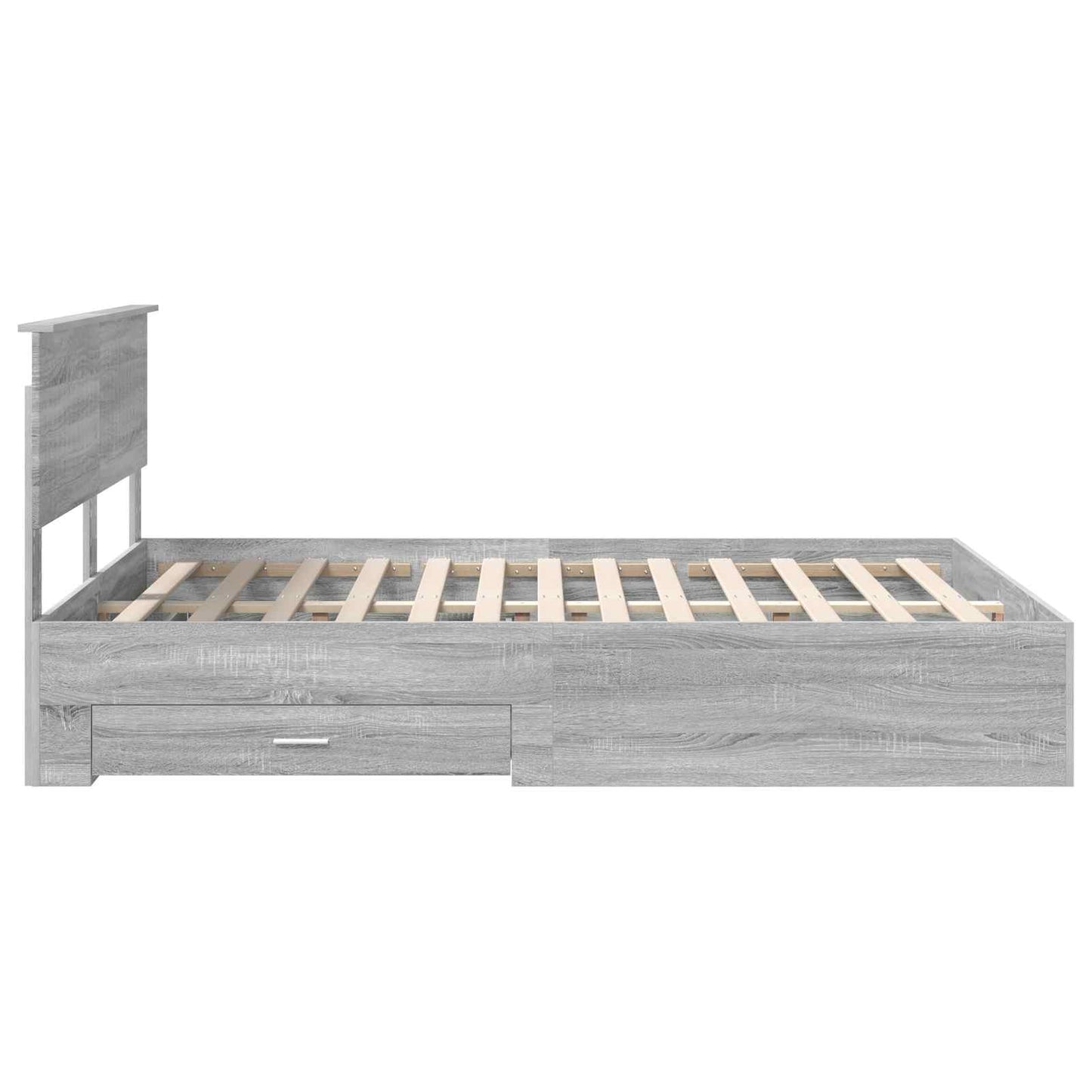 Bedframe met hoofdeinde Grijs Sonoma 140 x 190 cm Bewerkt hout is nu te koop bij PeponiXL, paradijselijk wonen!