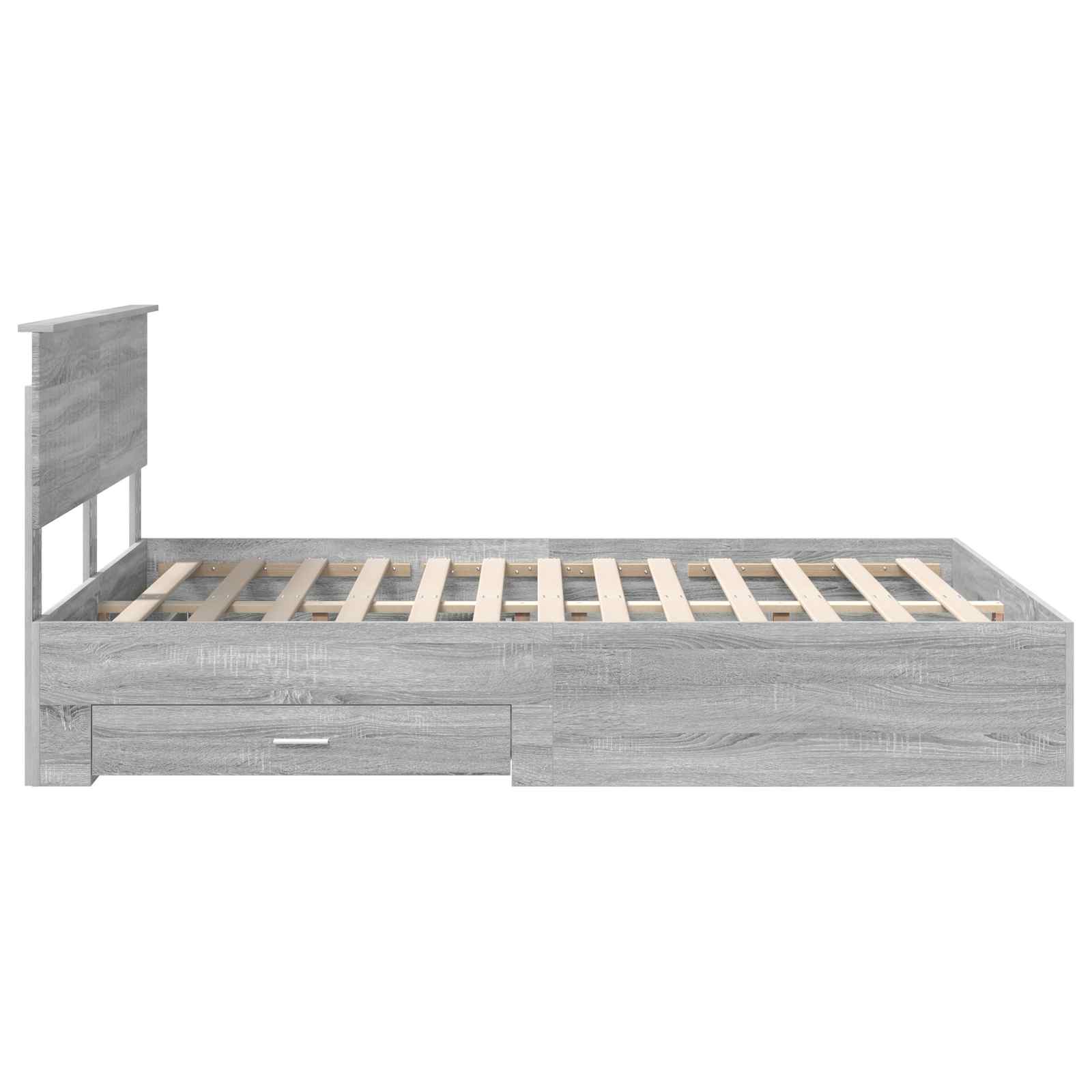 Bedframe met hoofdeinde Grijs Sonoma 135 x 190 cm Bewerkt hout is nu te koop bij PeponiXL, paradijselijk wonen!