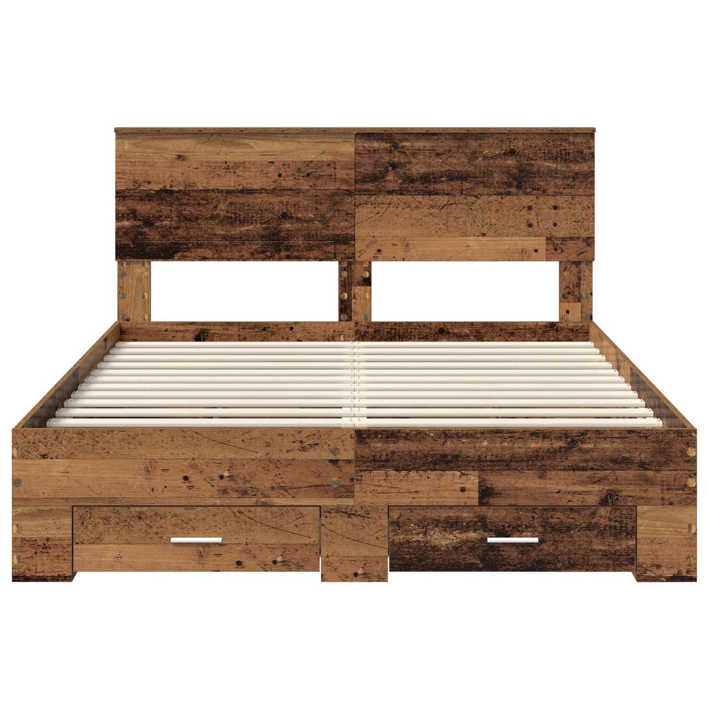 Bedframe met lade met opslag Oud hout 135 x 190 cm Bewerkt hout is nu te koop bij PeponiXL, paradijselijk wonen!