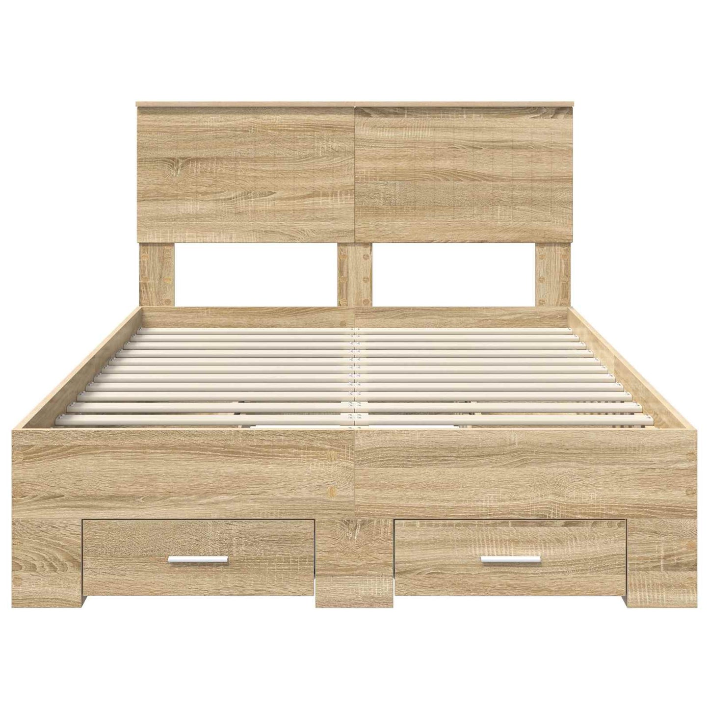 Bedframe met hoofdeinde Sonoma Eiken 120 x 200 cm Bewerkt hout is nu te koop bij PeponiXL, paradijselijk wonen!