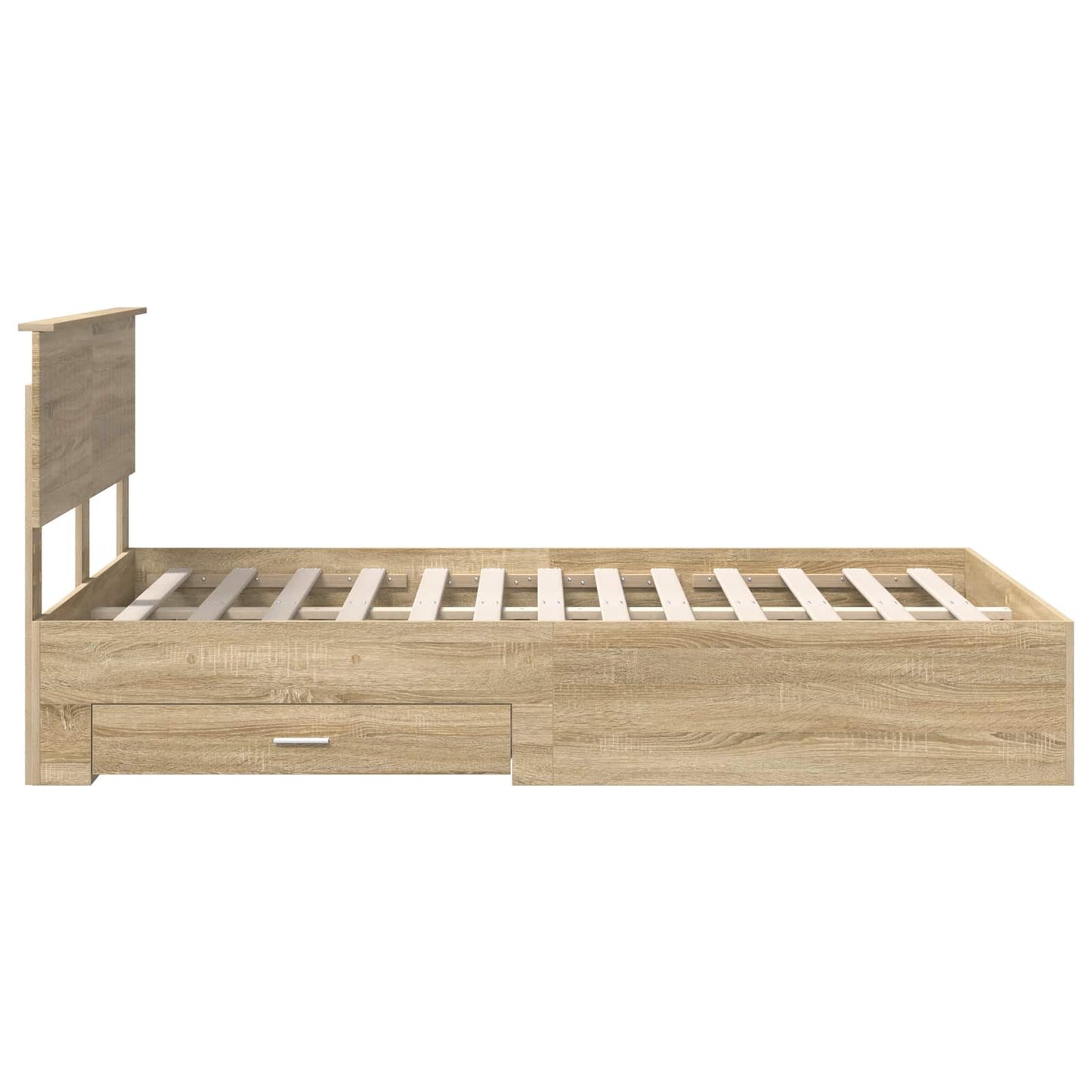 Bedframe met hoofdeinde Sonoma Eiken 120 x 200 cm Bewerkt hout is nu te koop bij PeponiXL, paradijselijk wonen!