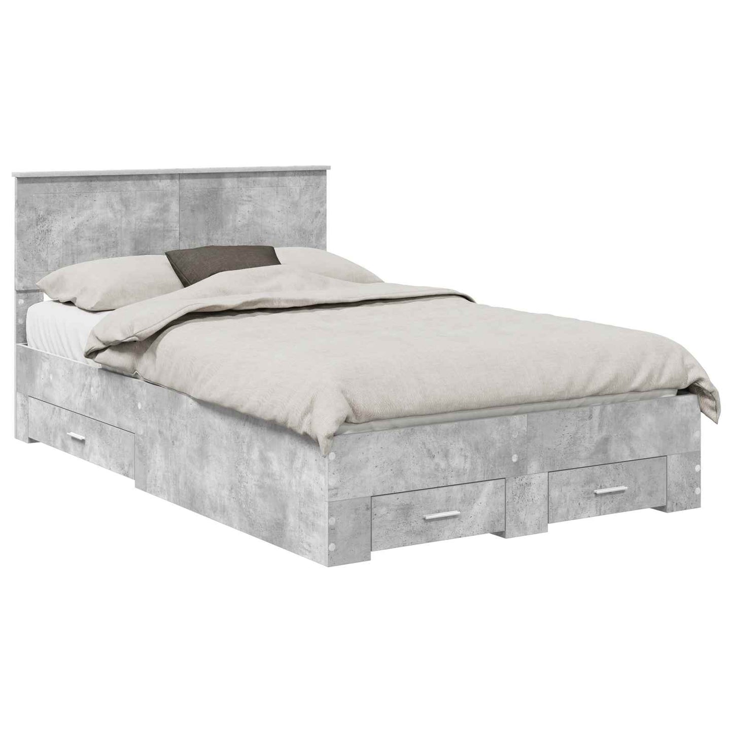 Bedframe met hoofdeinde Beton Grijs 120 x 200 cm Bewerkt hout is nu te koop bij PeponiXL, paradijselijk wonen!