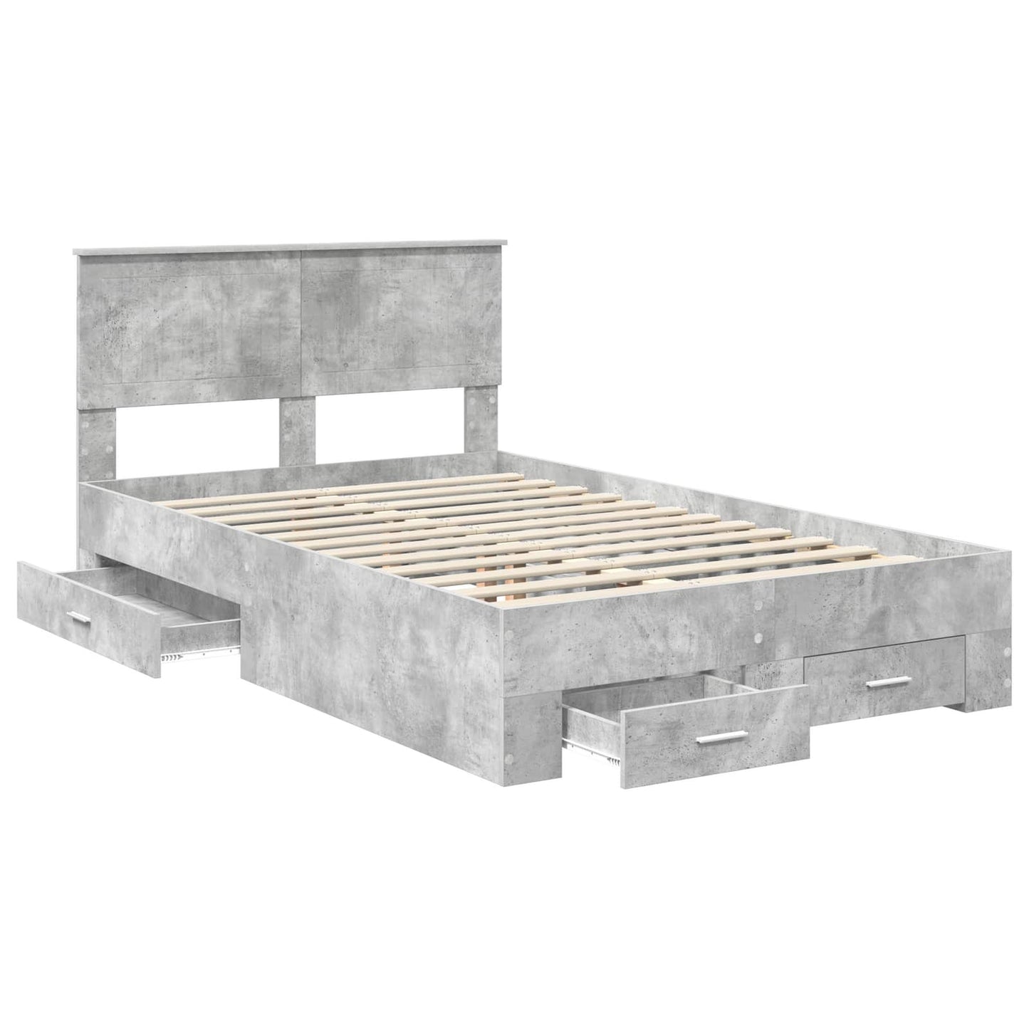 Bedframe met hoofdeinde Beton Grijs 120 x 200 cm Bewerkt hout is nu te koop bij PeponiXL, paradijselijk wonen!