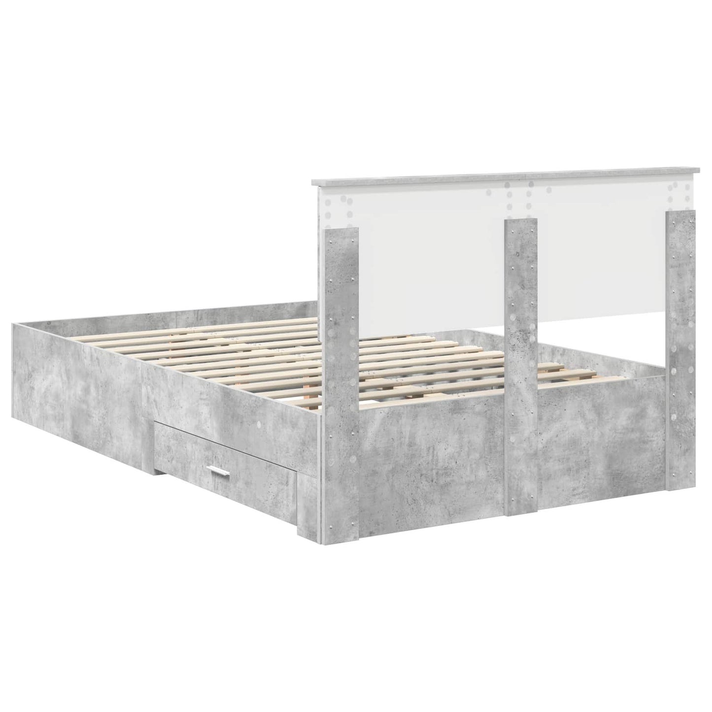 Bedframe met hoofdeinde Beton Grijs 120 x 200 cm Bewerkt hout is nu te koop bij PeponiXL, paradijselijk wonen!