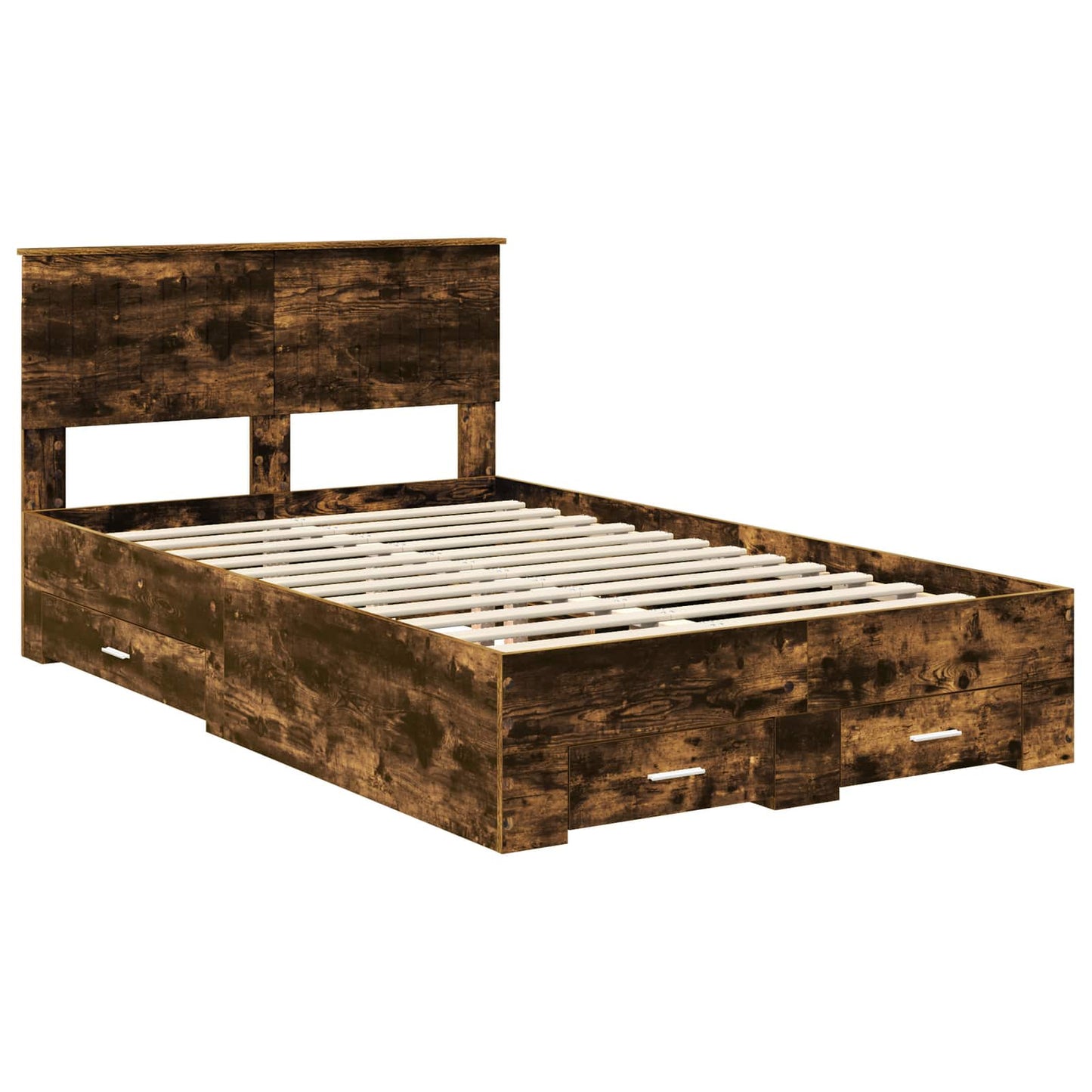 Bedframe met hoofdeinde Gerookt eiken 120 x 200 cm Bewerkt hout is nu te koop bij PeponiXL, paradijselijk wonen!