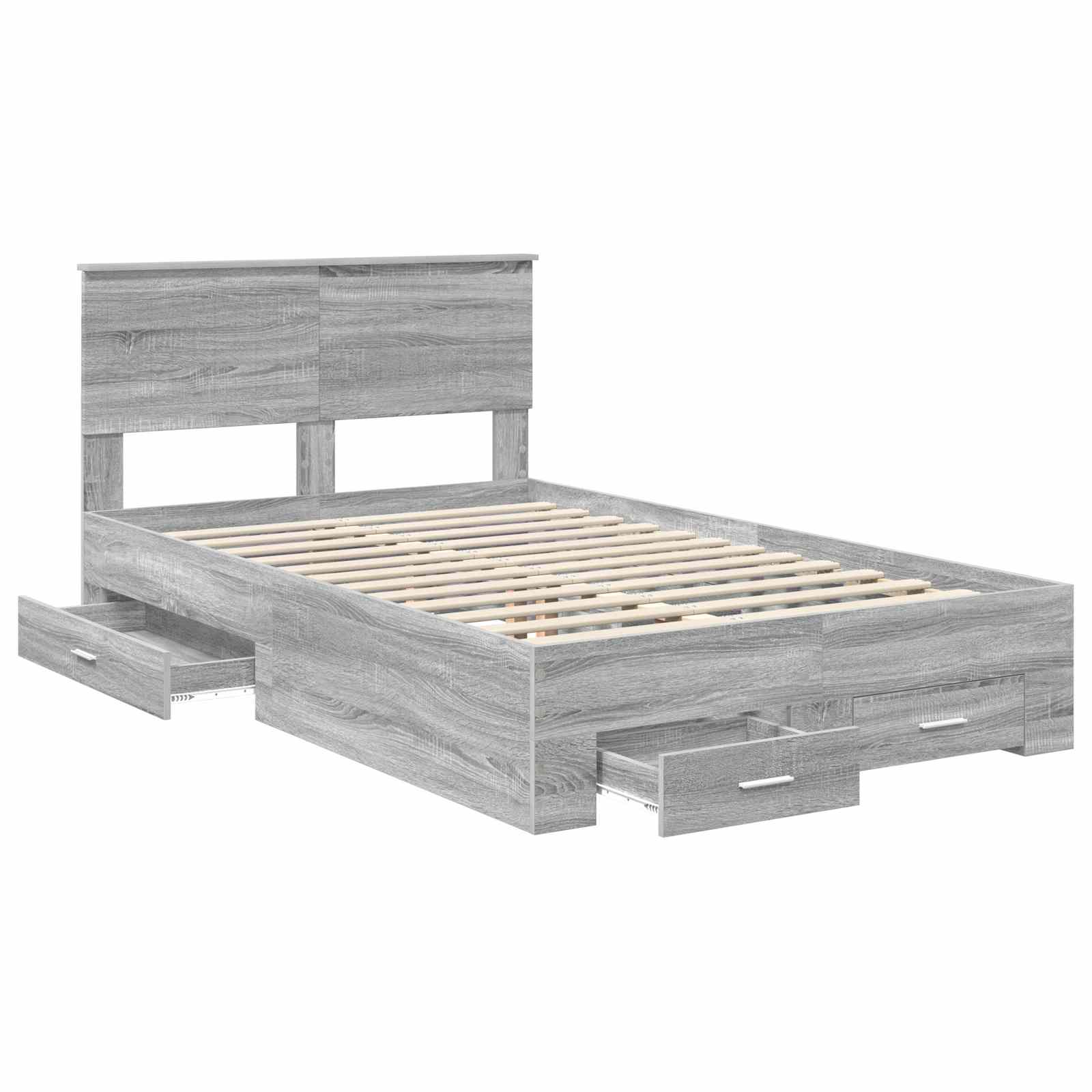 Bedframe met hoofdeinde Grijs Sonoma 120 x 200 cm Bewerkt hout is nu te koop bij PeponiXL, paradijselijk wonen!