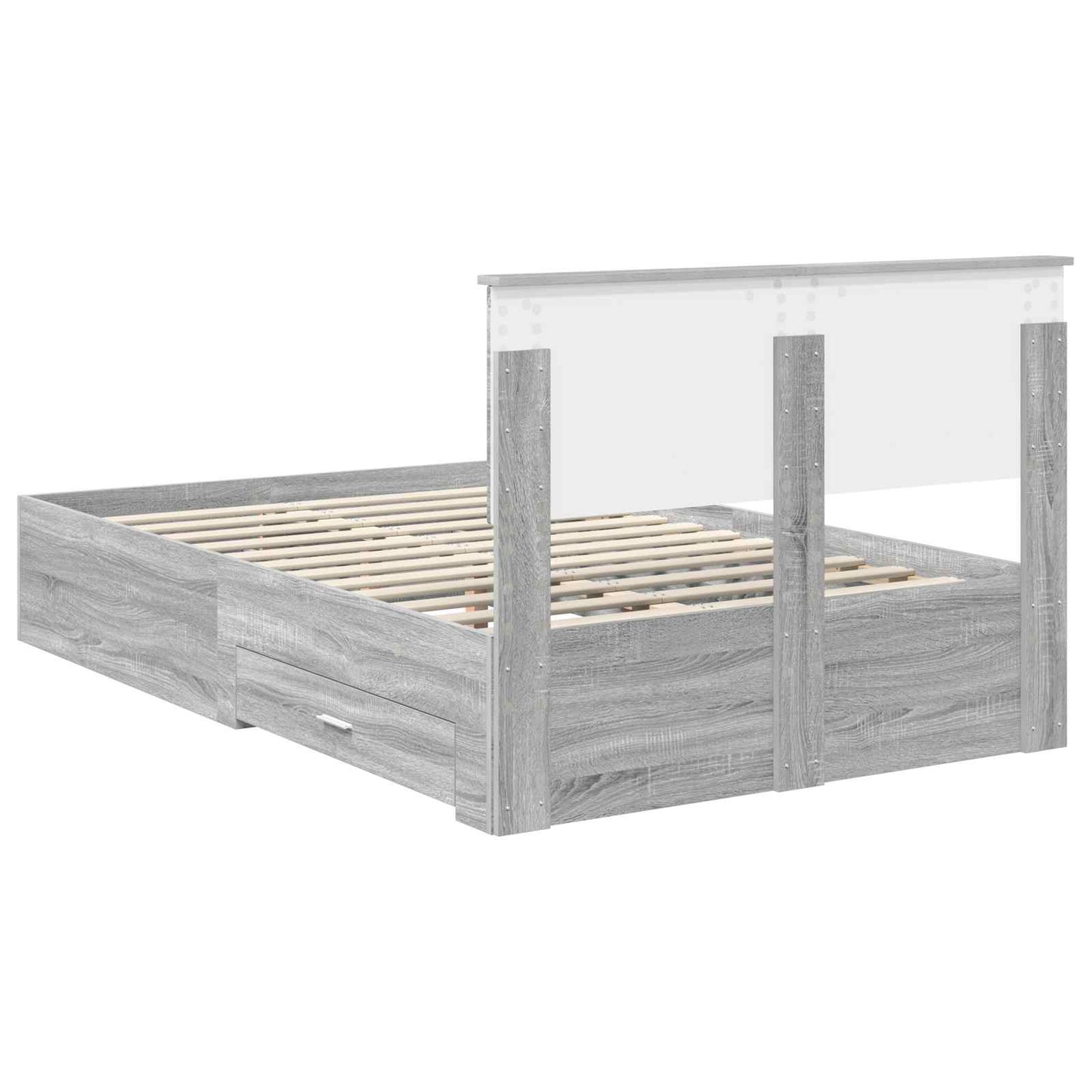 Bedframe met hoofdeinde Grijs Sonoma 120 x 200 cm Bewerkt hout is nu te koop bij PeponiXL, paradijselijk wonen!